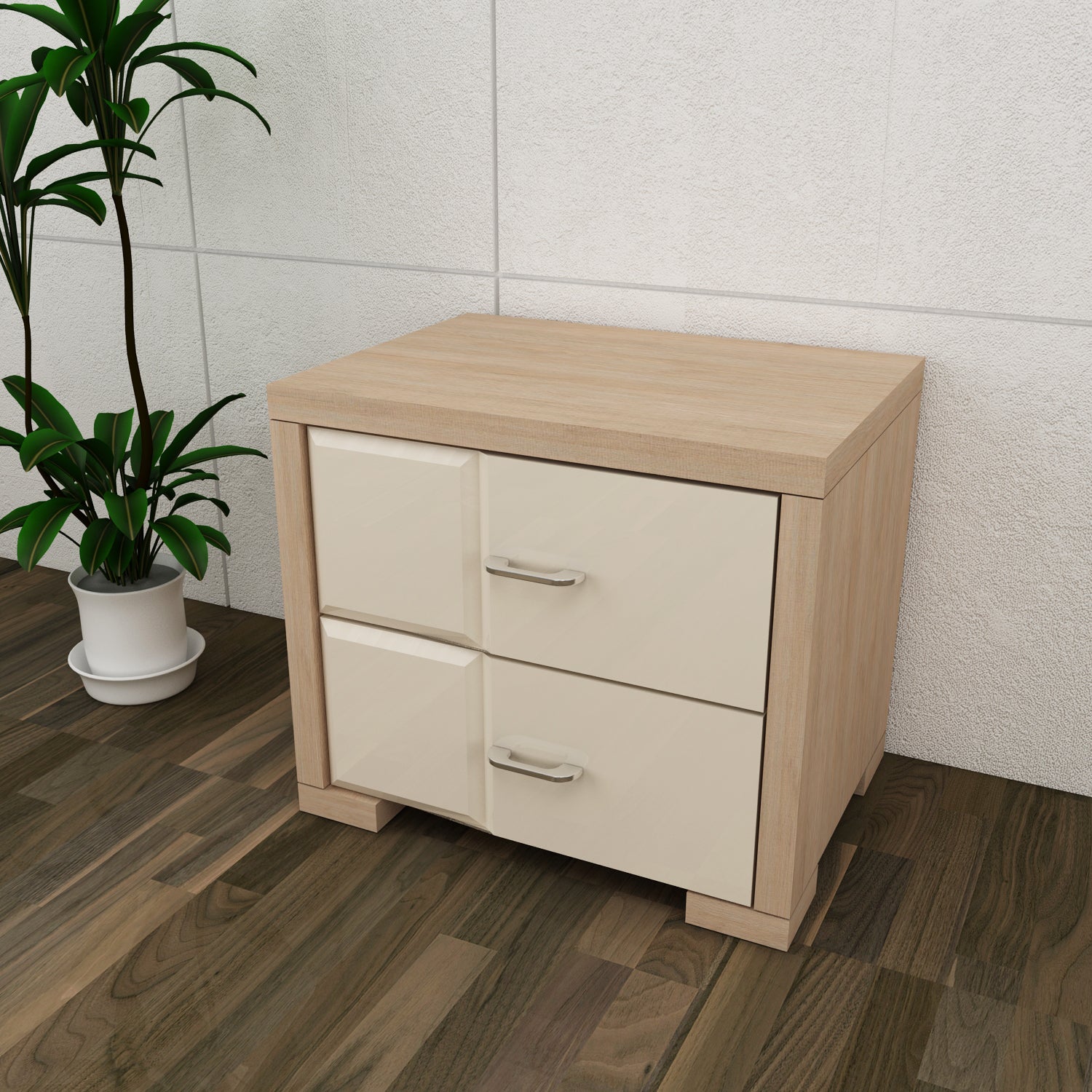 Jordan  Night Stand in Sonam Oak & White Colour