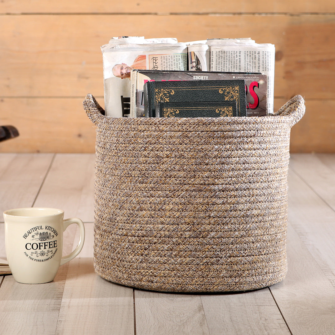 Kenso Polypropylene Organizer Bin Medium in Beige Colour by Living Essence