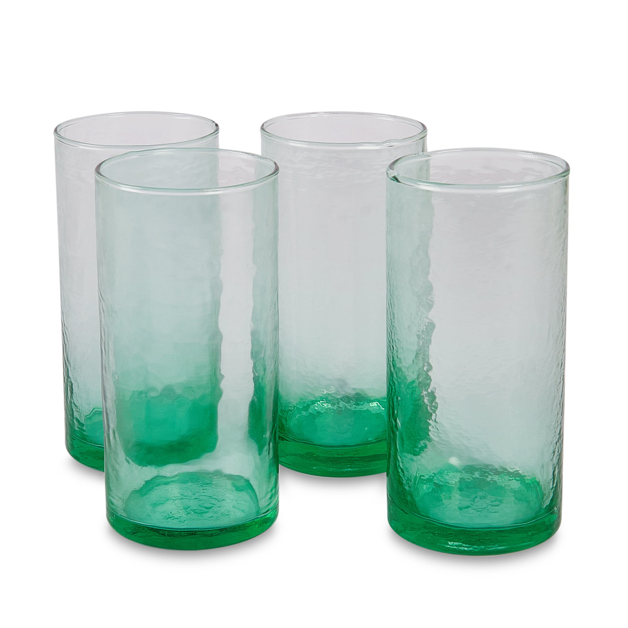 Ikigai Hammered Water Glass Set of 4 in Green Colour