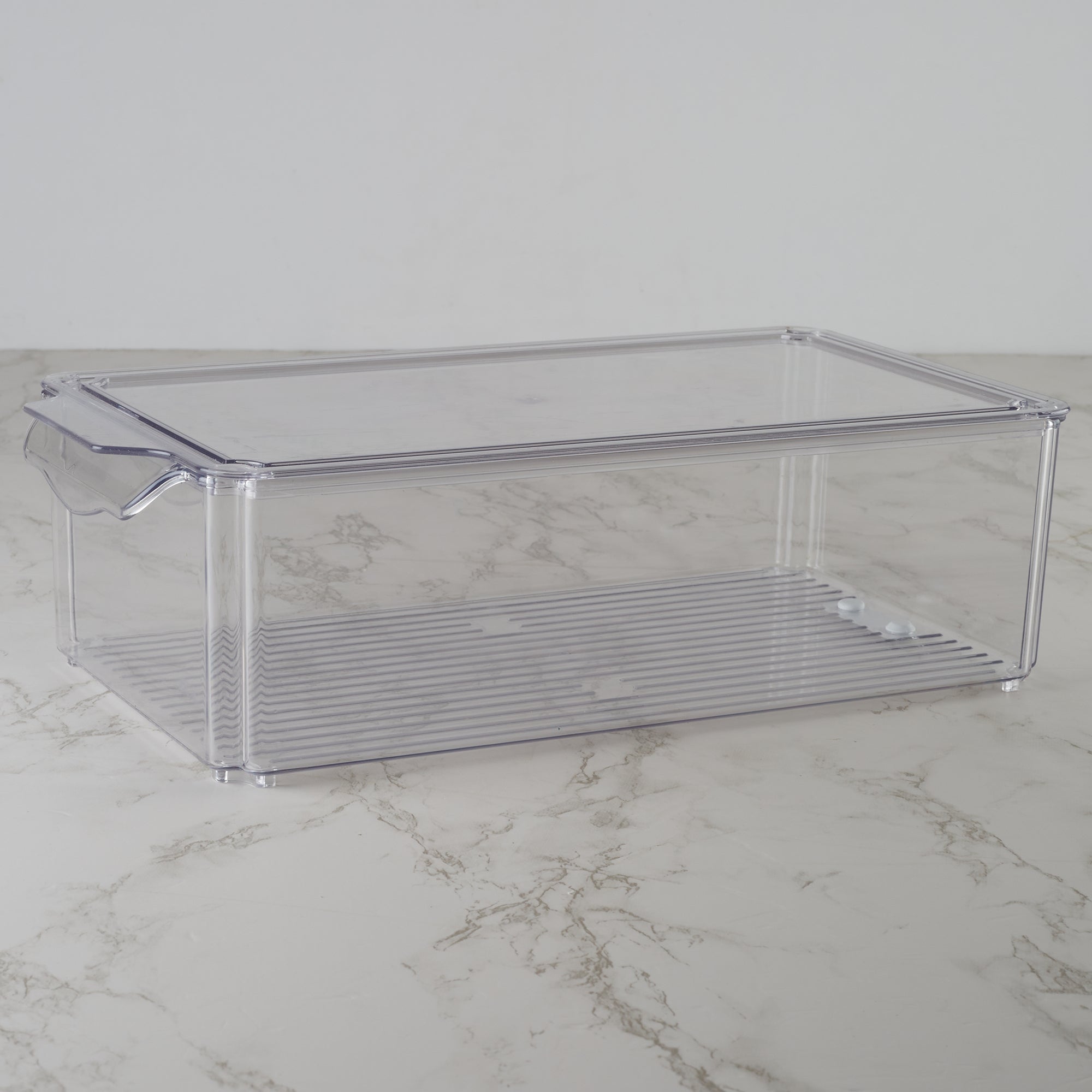Robusto PET BPA Free Stackable Fridge Organizer with Lid & Drain - 6.1 Ltr in Transparent Colour