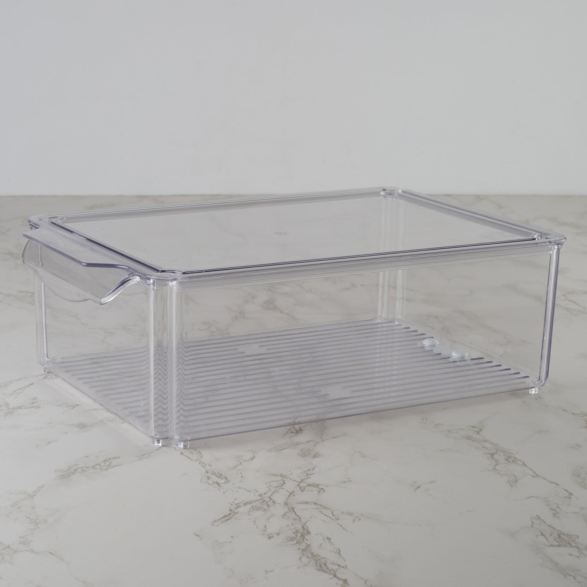 Robusto PET BPA Free Stackable Fridge Organizer with Lid & Drain- 5.7 Ltr in Transparent Colour