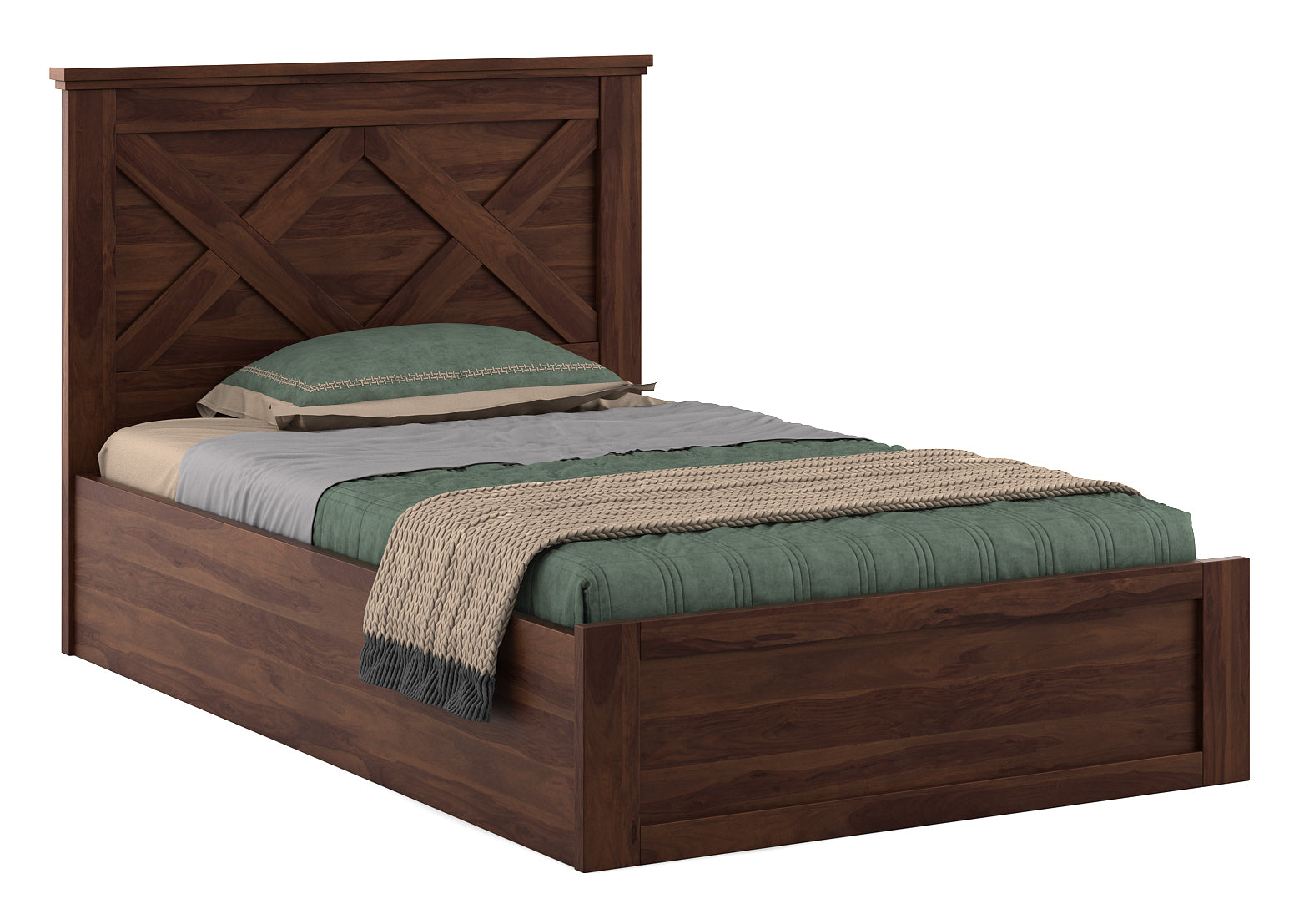 Antwerp Single Bed with Box Storage in Sheesham Colour