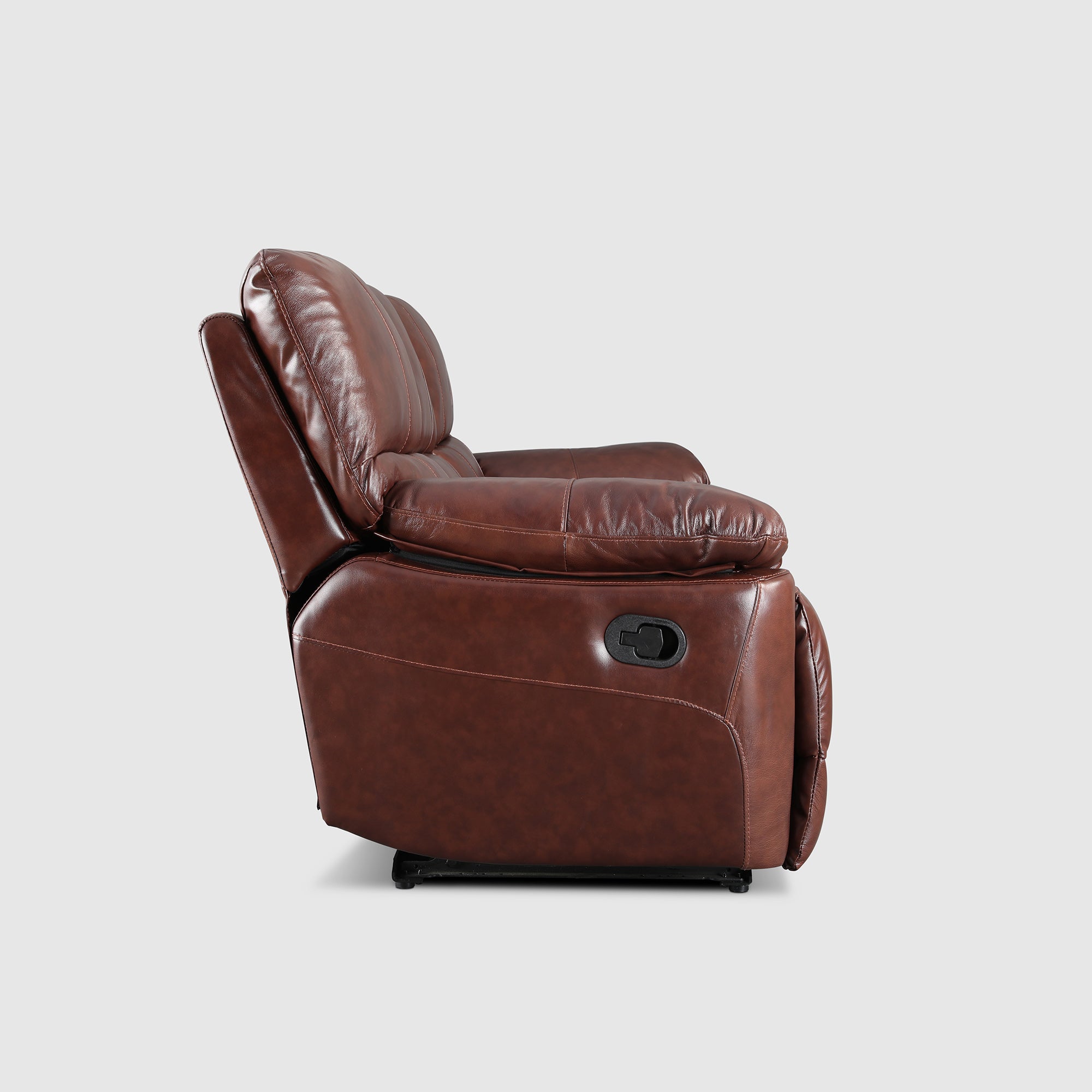 Charles Half Leather Three Seater Recliner in Brown Colour