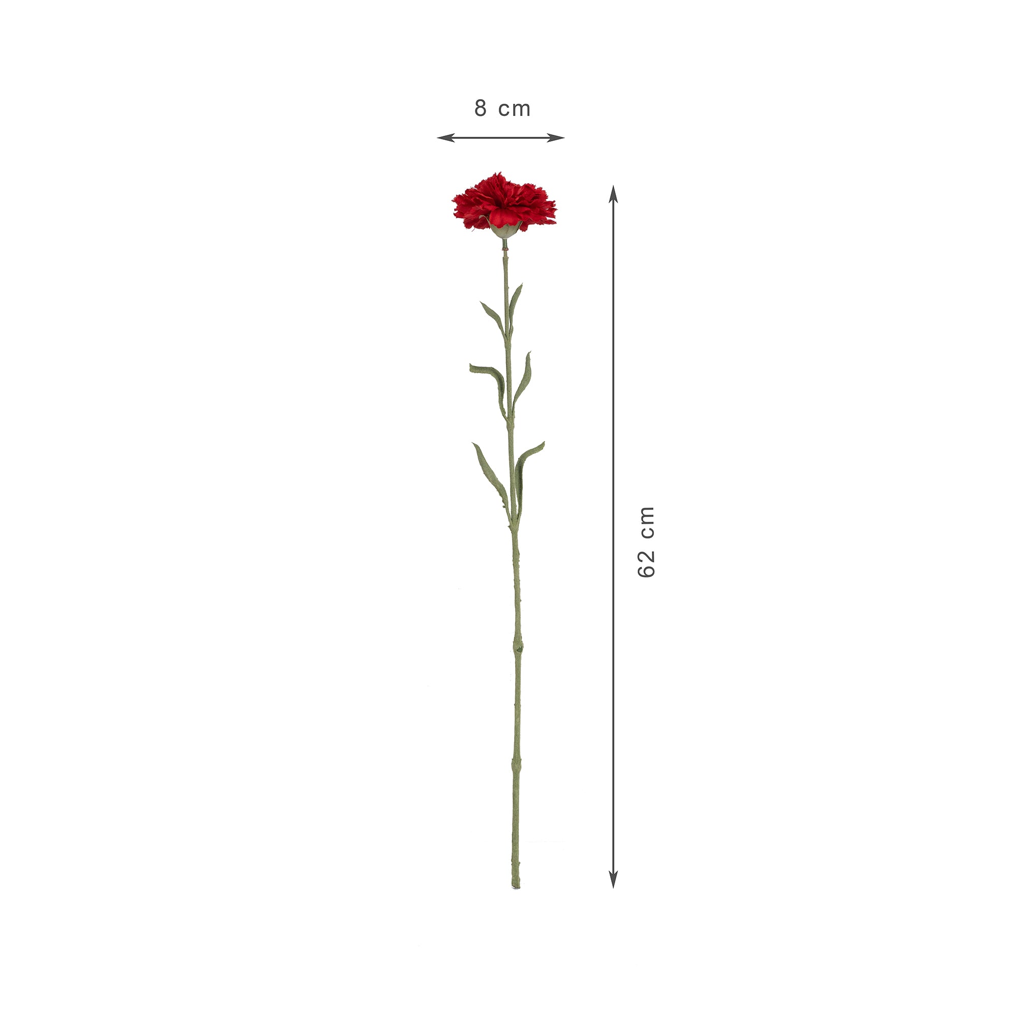 Elora Single Red Carnation Polyester Artificial Flower 62cm in Red Colour