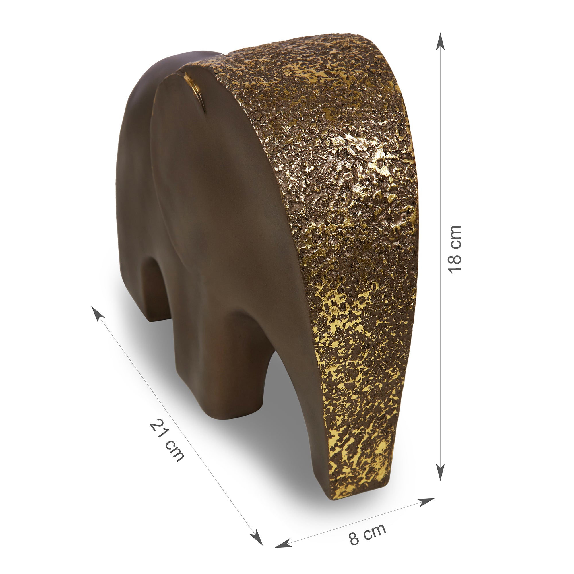 Miraya Contemporary Textured Elephant Polyresin Hand Finished Figurine Bronze 19cm by Living Essence