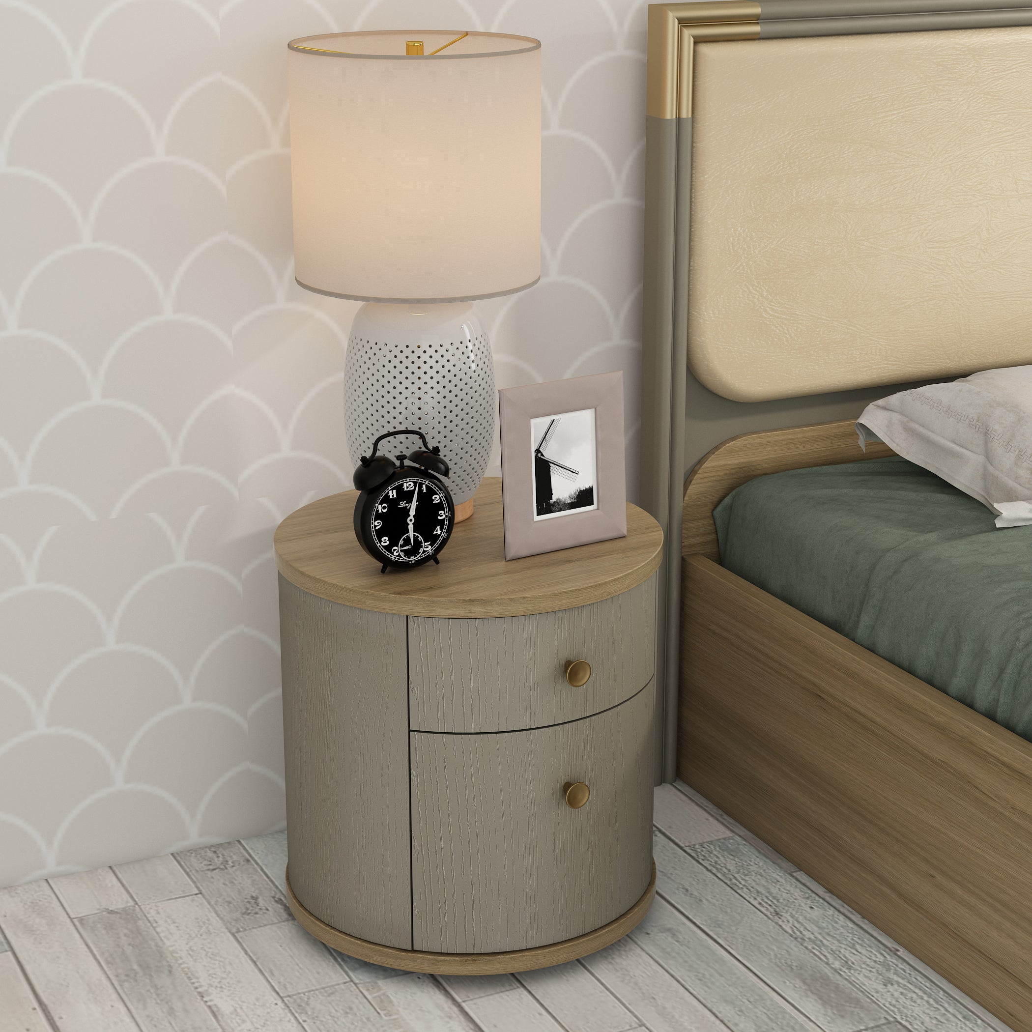 Asa Engineered Wood Night Stand in Santana Oak Colour