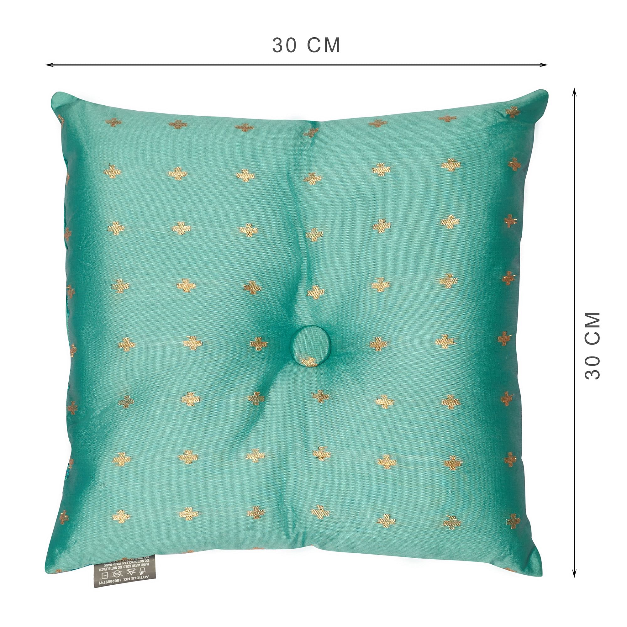Fiesta  Jacquard Pattern Reversible Filled Cushion 30X30 Cm in Aqua & Teal Colour
