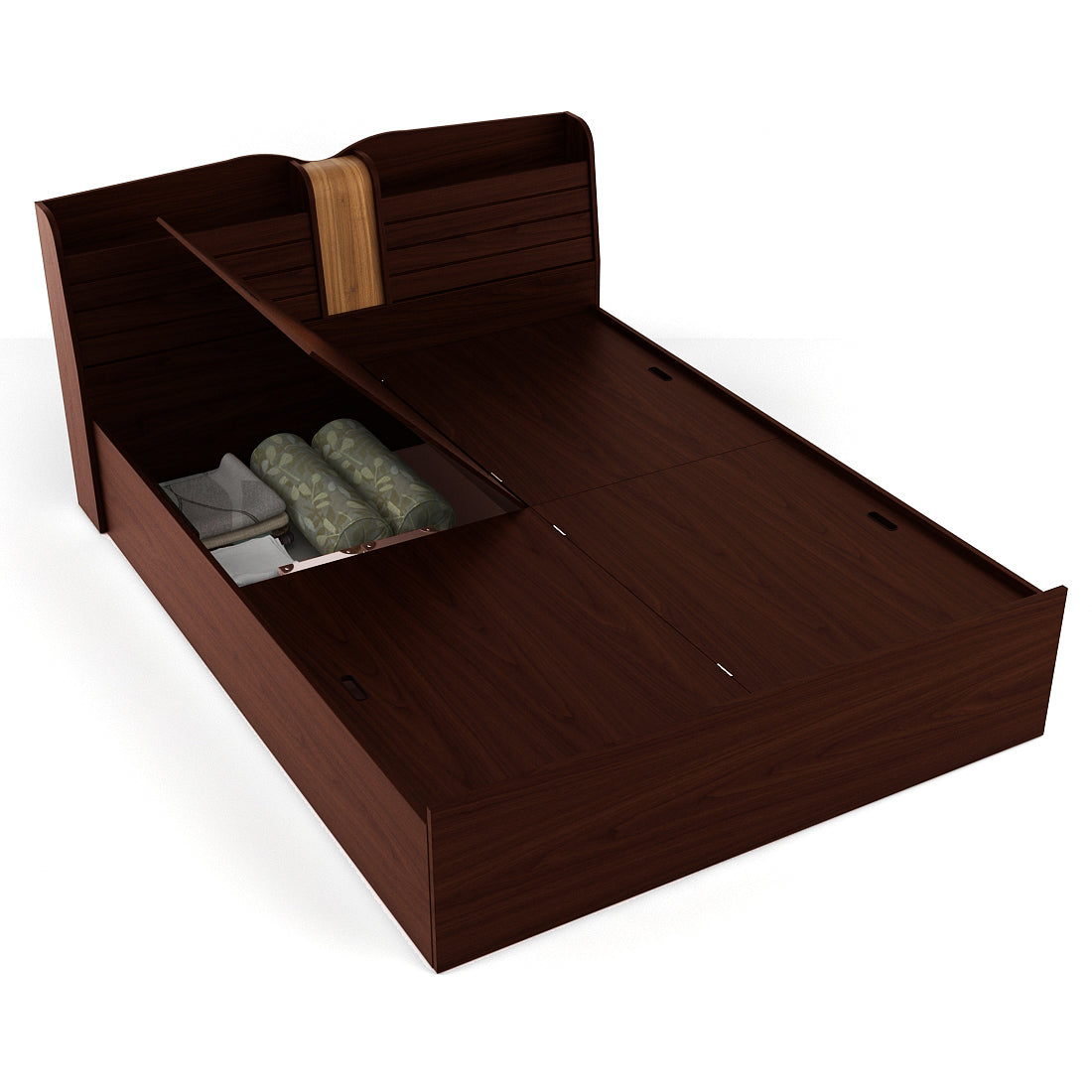 Magnum Engineered Wood King Bed with Box Storage in Urban Walnut Colour