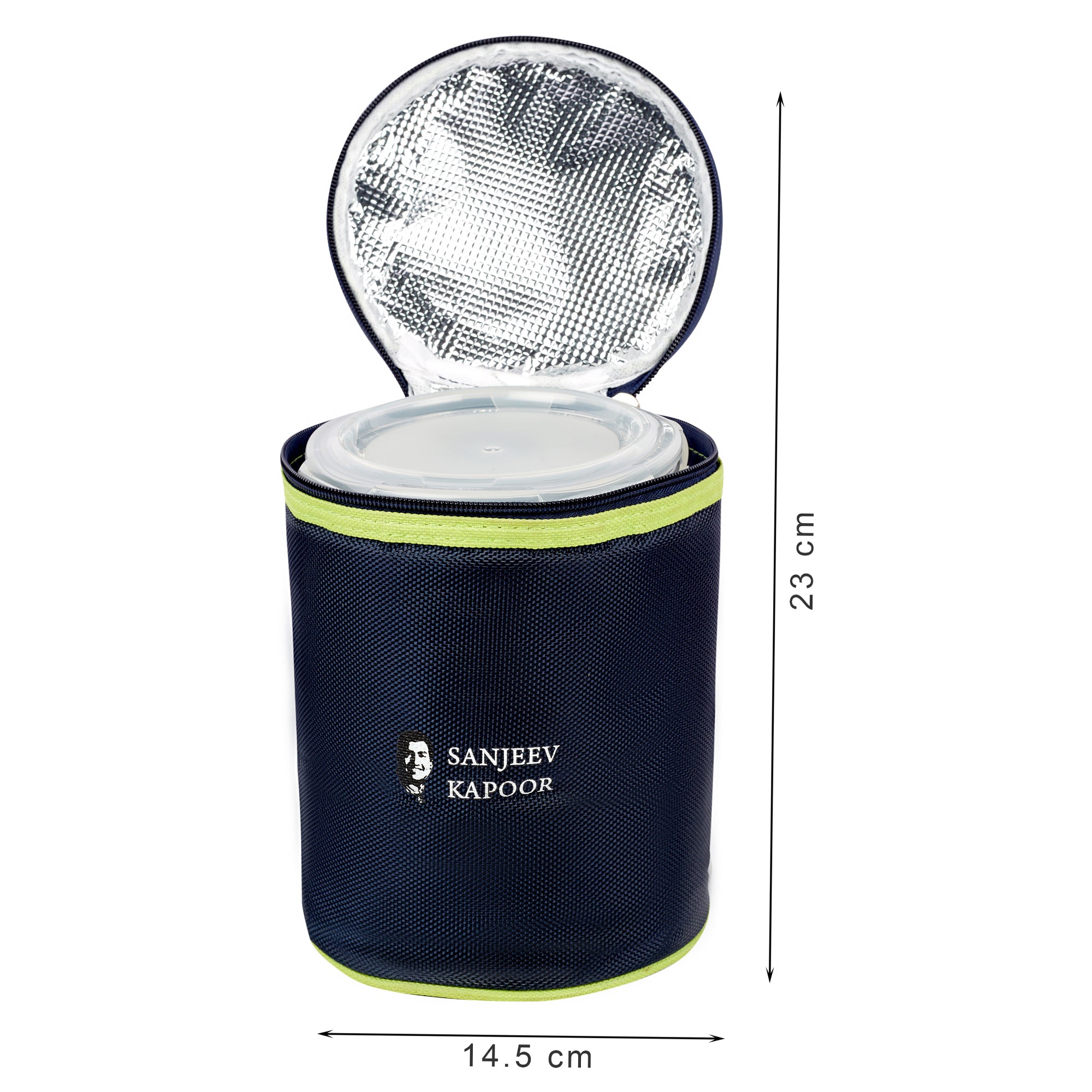 Boston Borosilicate Glass Microwave Safe Round Lunch box 400ml Set of 3 + Carry Bag in Blue Colour