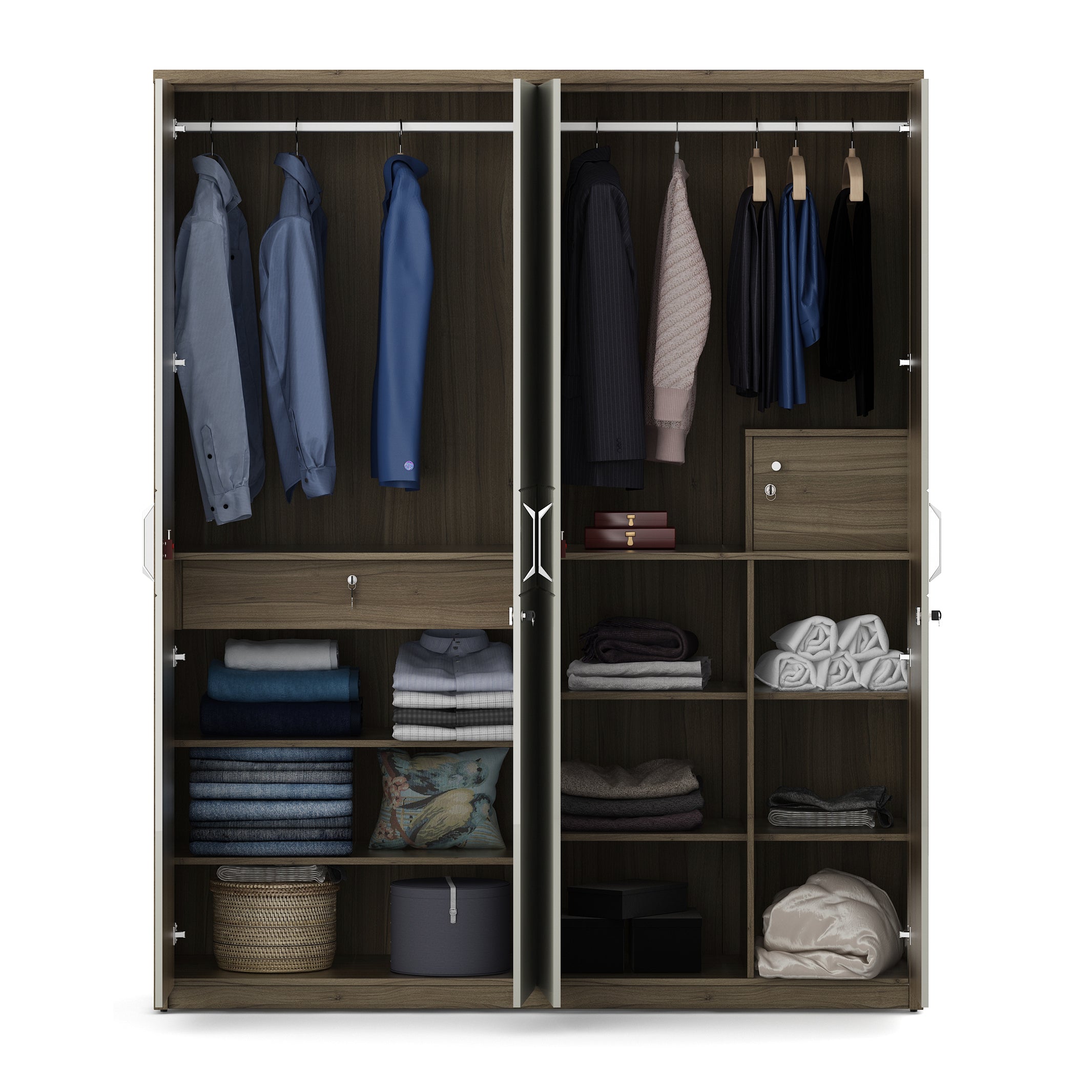 Cascade  Four Door Wardrobe in Lyon walnut Colour