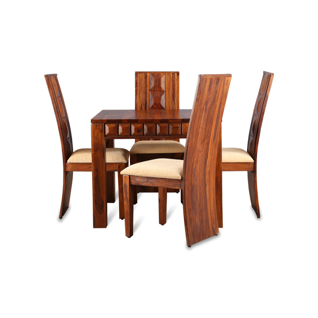 Woodrow Sheesham Wood(Rosewood) 4 Seater Dining Set in Honey Colour
