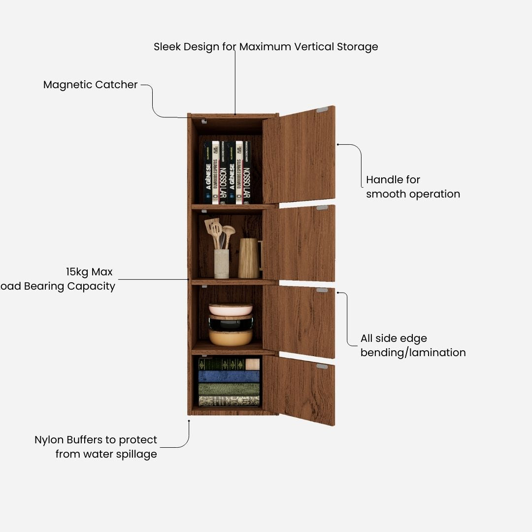 Albert Engineered Wood 4 Tier Cabinet in Oak Colour
