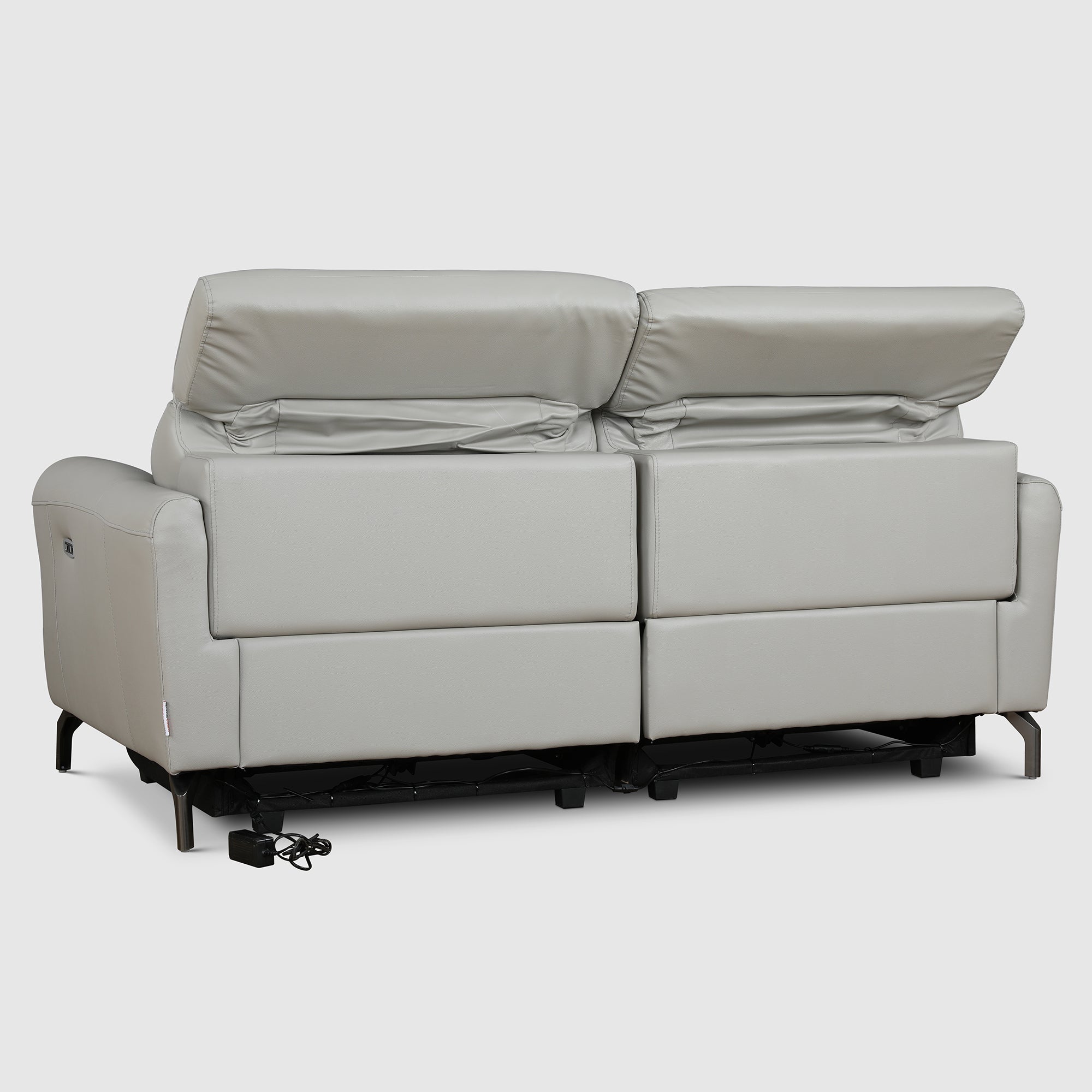 Emilia Half Leather Three seater Electric Recliner in Light Grey Colour