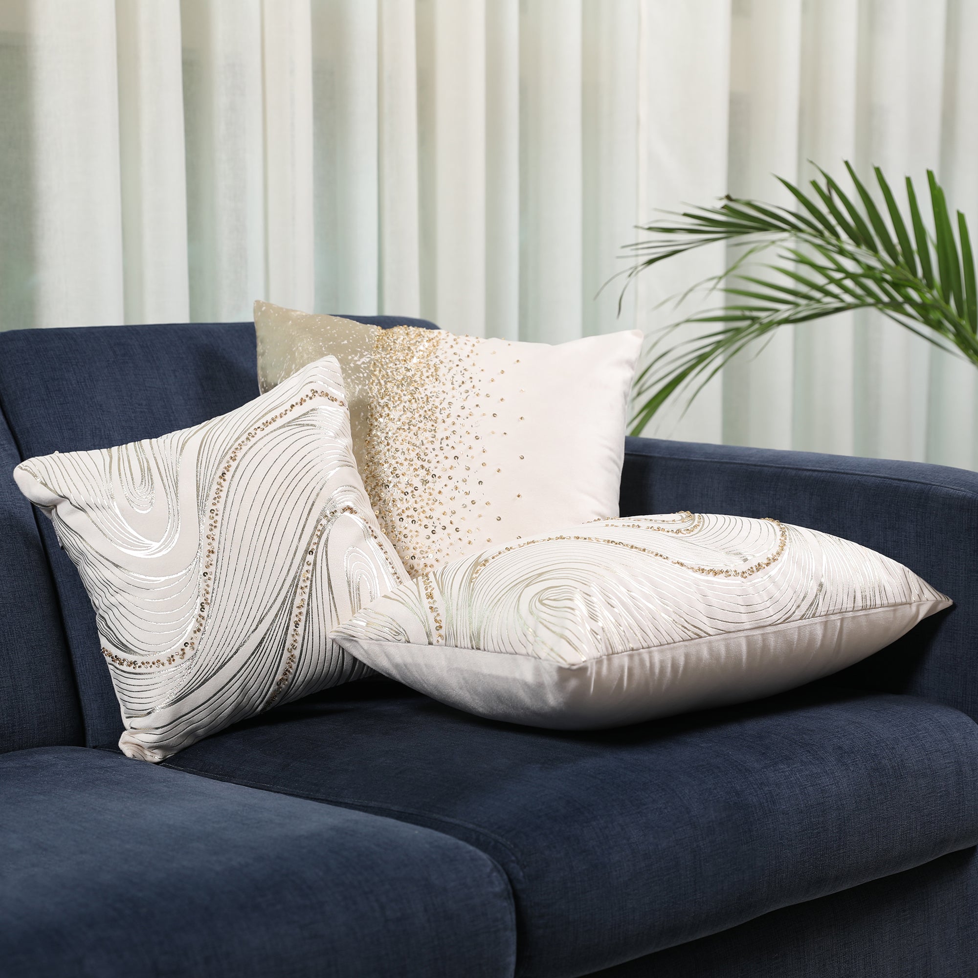 Swarna Cushion Cover White, 40x40cm