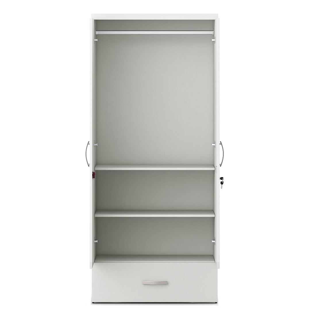 Utsav Two Door Wardrobe with Mirror in White Colour
