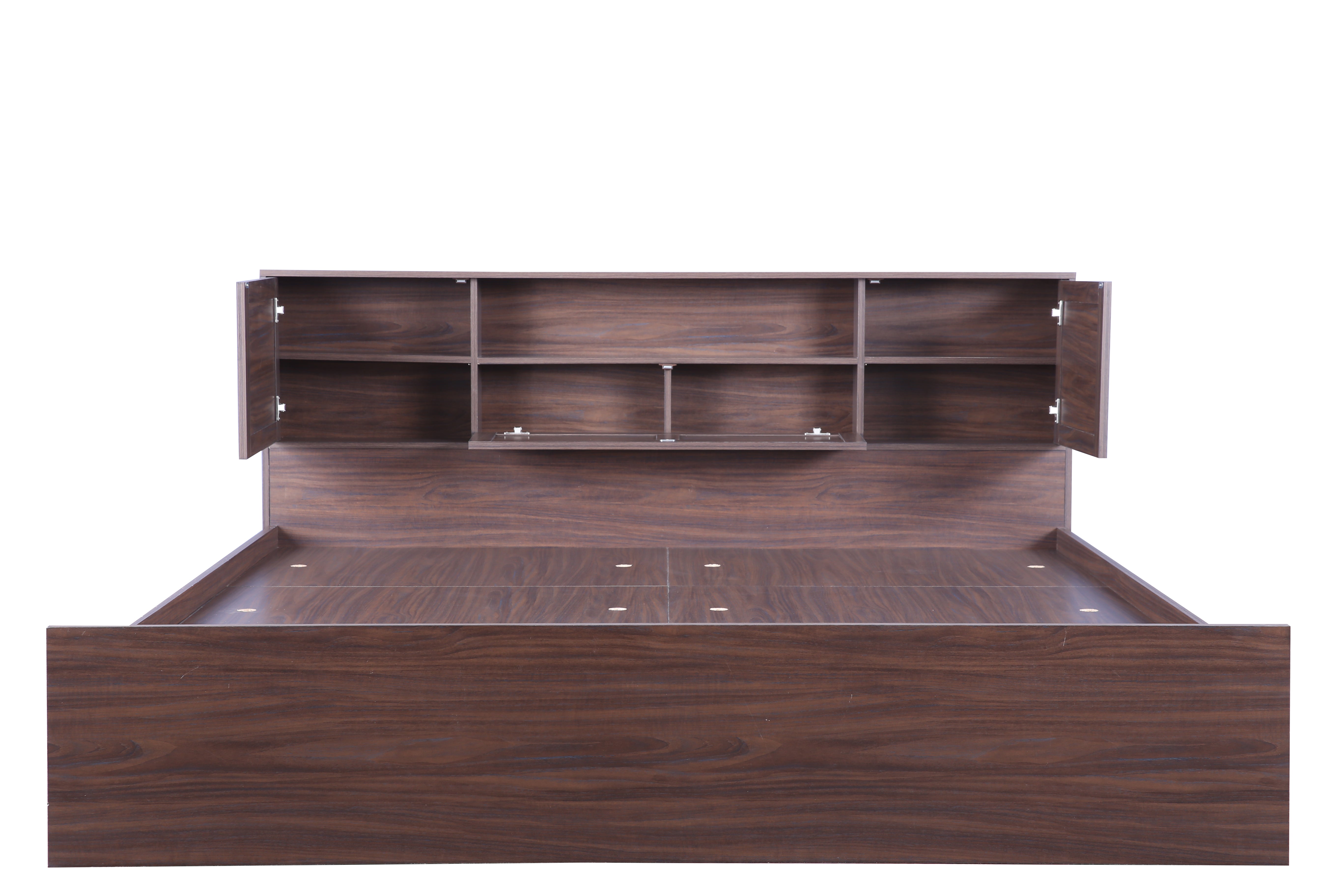Bolton Queen bed with Box storage in Walnut Colour