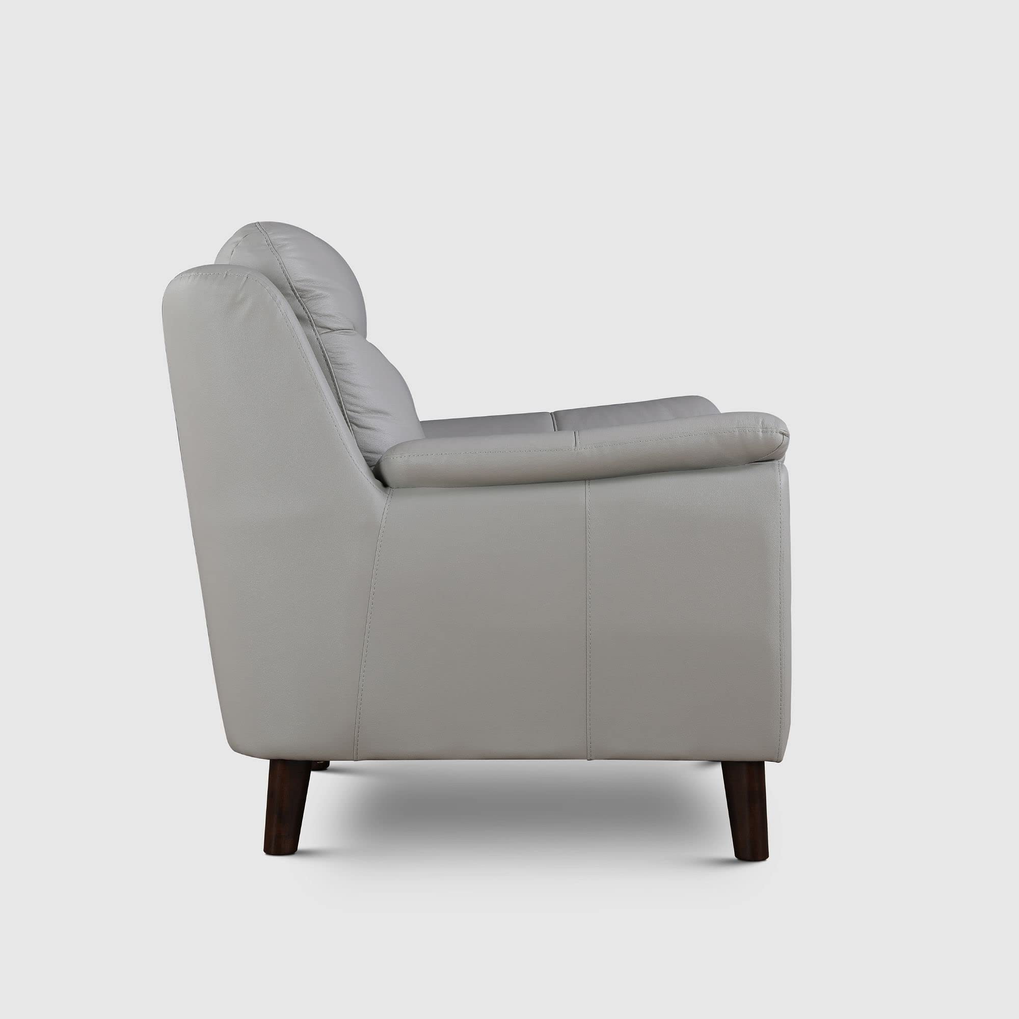 Alexa Half Leather Single Seater Sofa in Light Grey Colour