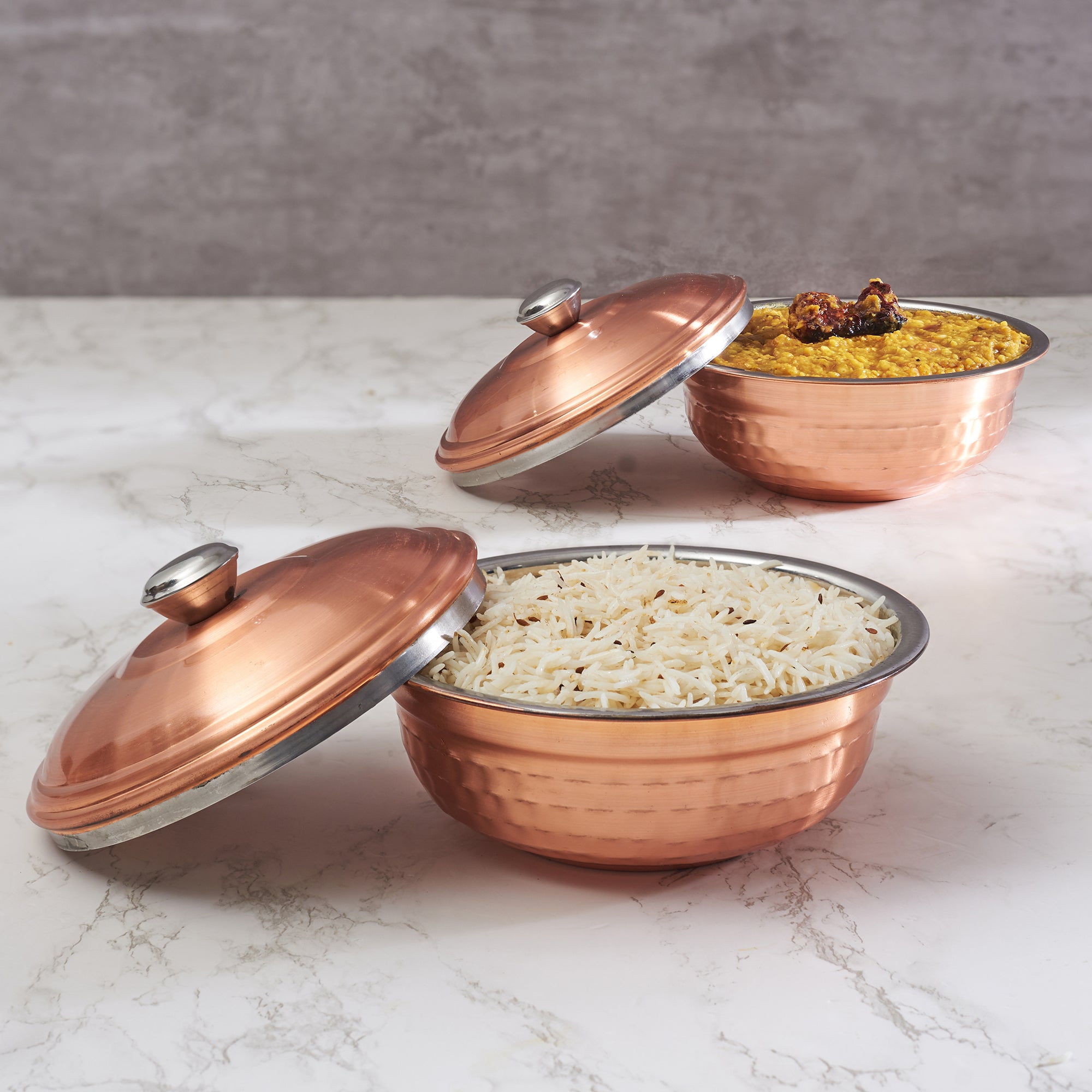 Sapphire Steel with Copper Finish Serving Bowl Set of 2 in Copper Colour