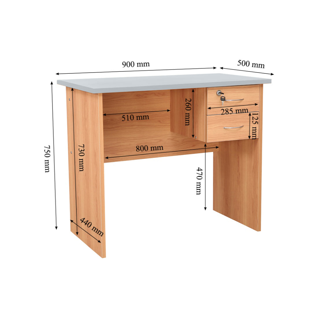 Simply Study Table in Honey + White Colour