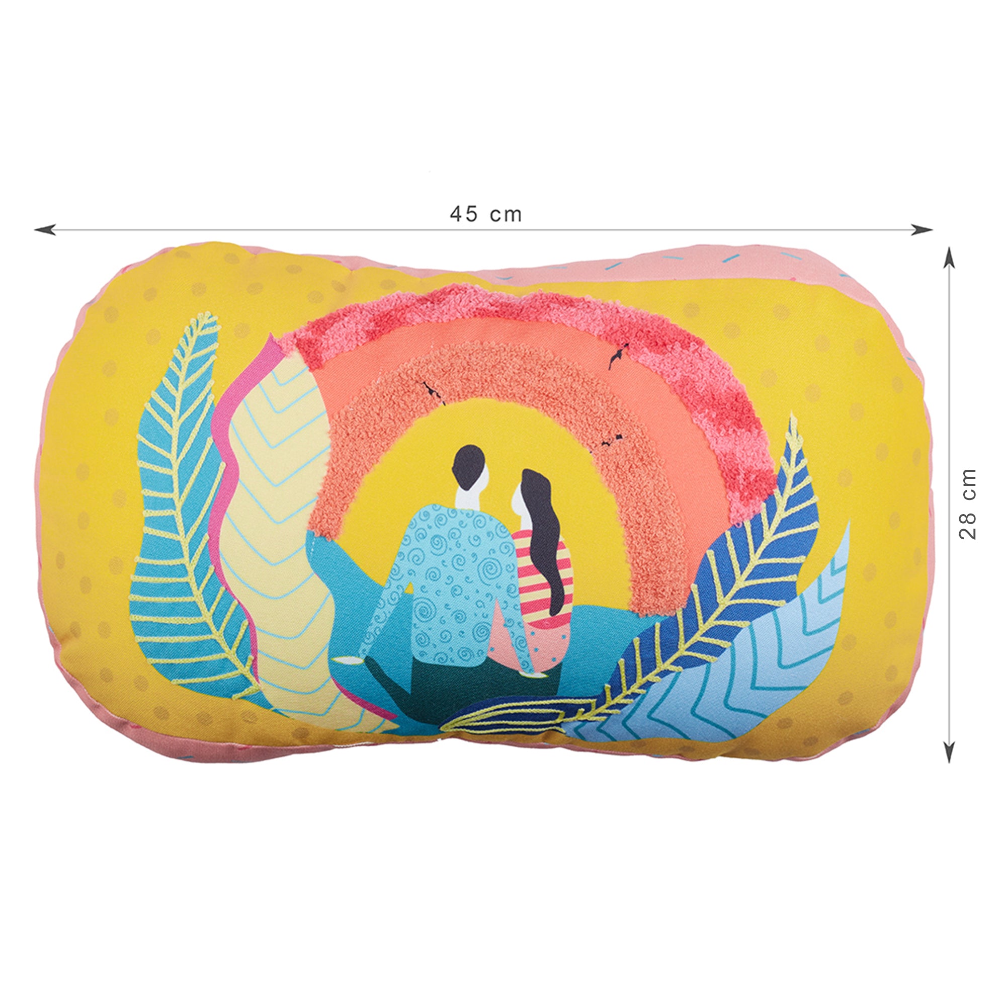 Good Life  Reversible Sunrise Digital Printed Shaped Cushion 28x45 Cm in Navy Colour