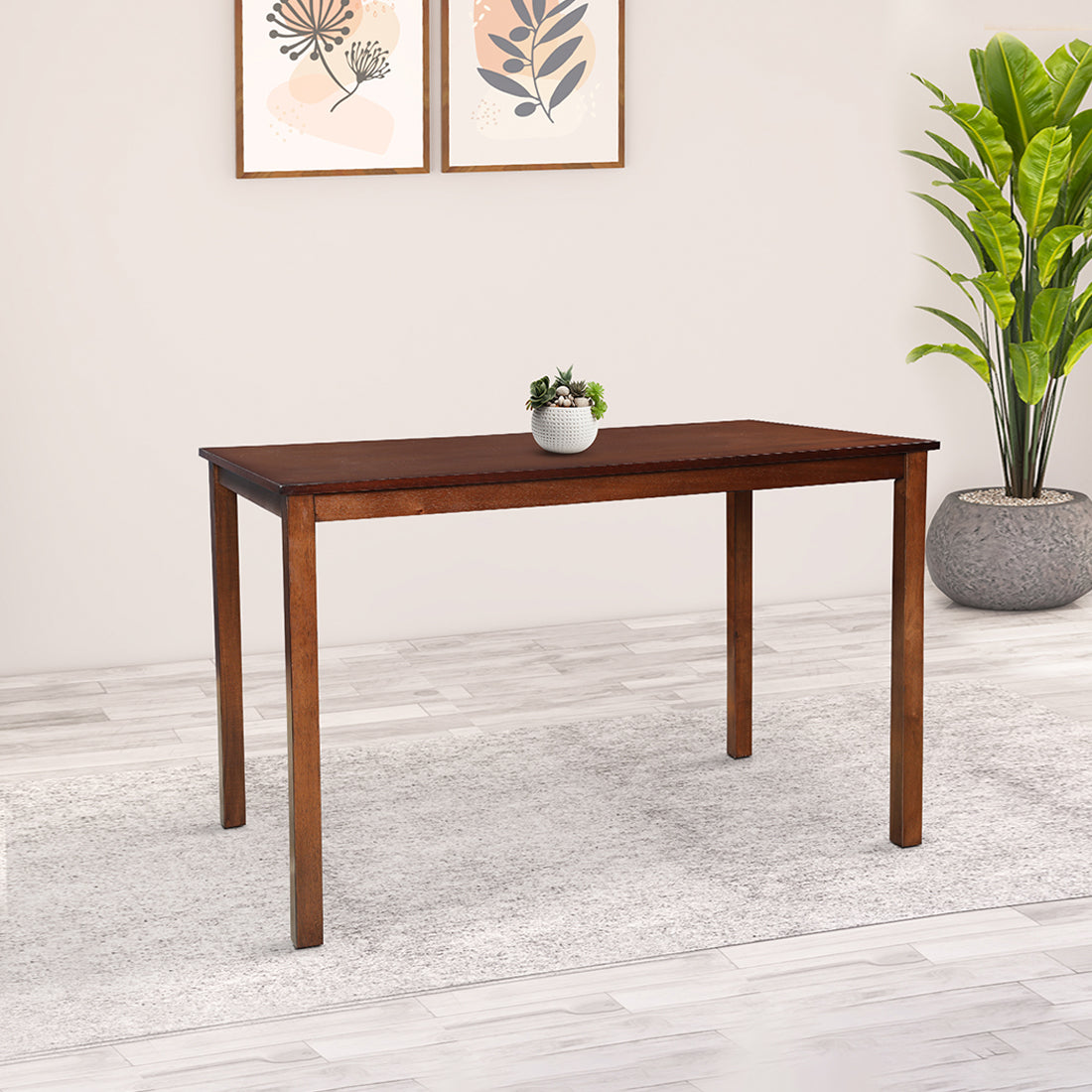 Aravali Rubber Wood Four Seater Dining Table in Antique Cherry Colour