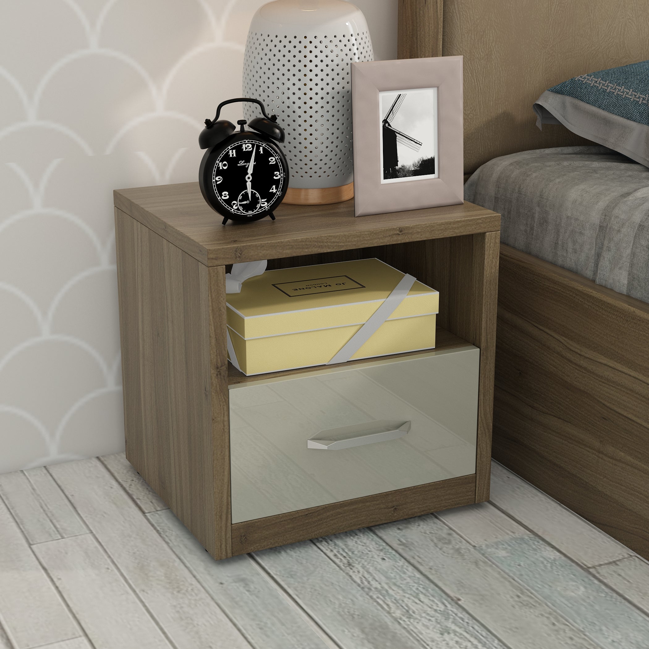 Cascade  Night Stand in Lyon walnut Colour