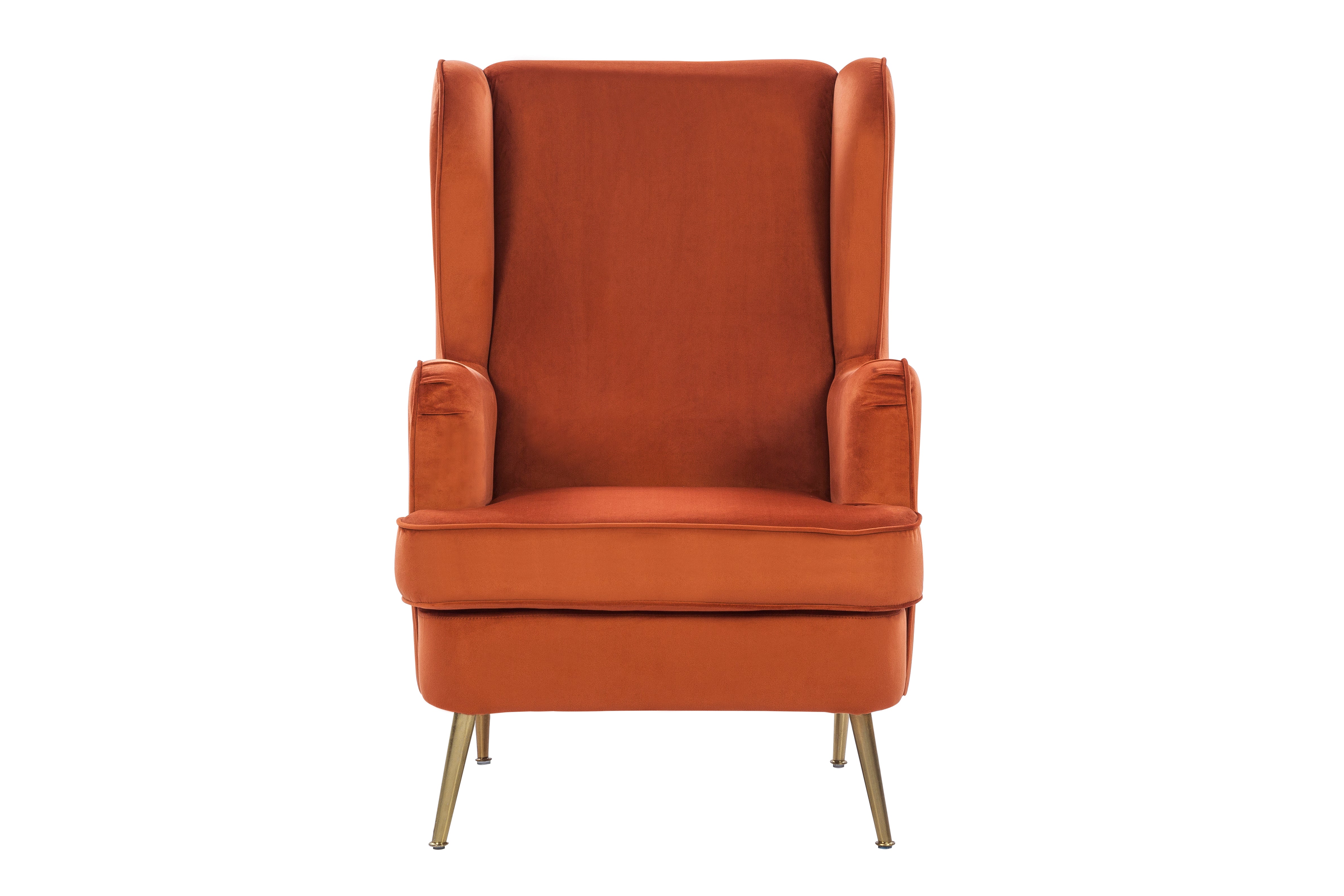 Charm Velvet Arm Chair in Rust Colour