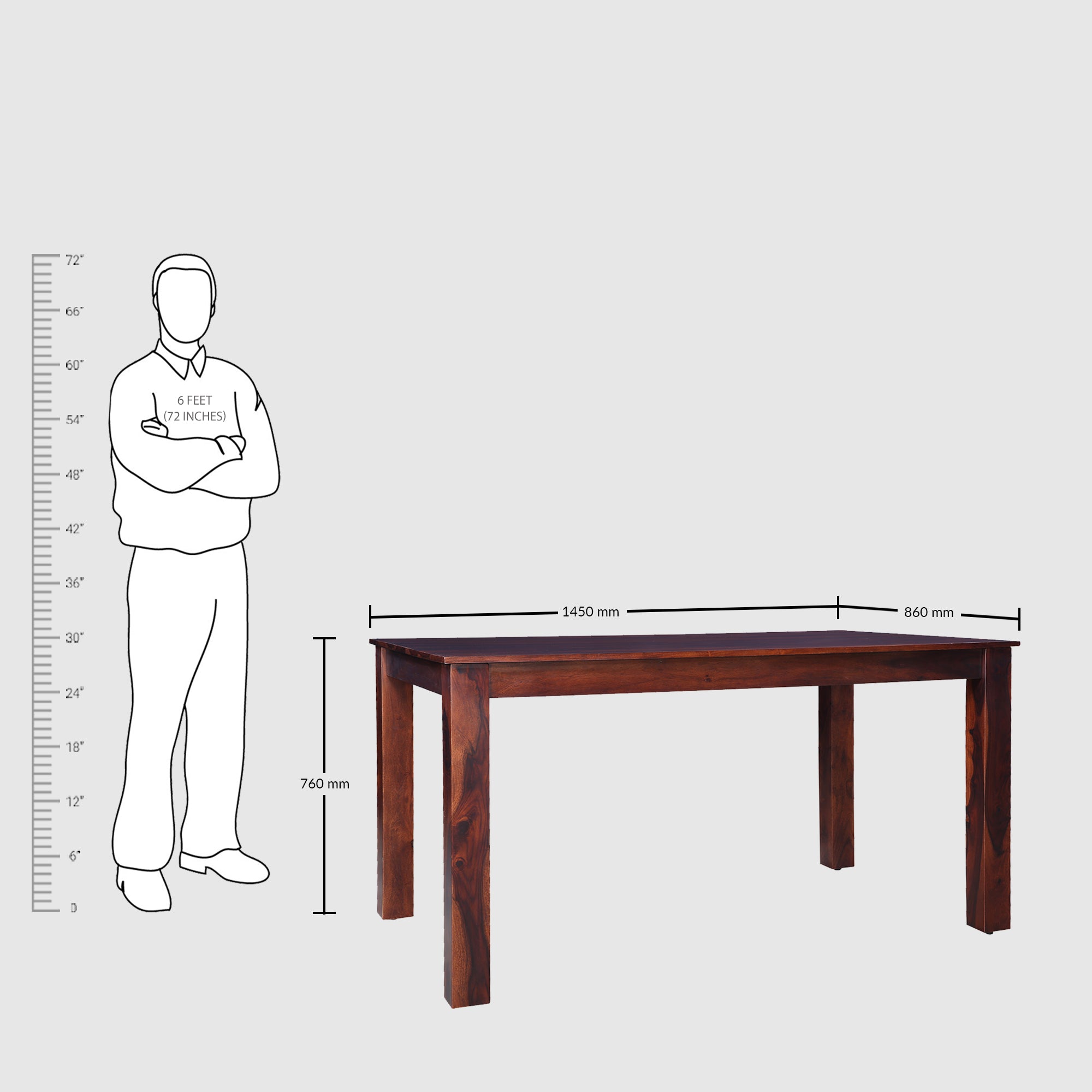 Jaxon Solidwood Six Seater Dining Table in Teak Colour