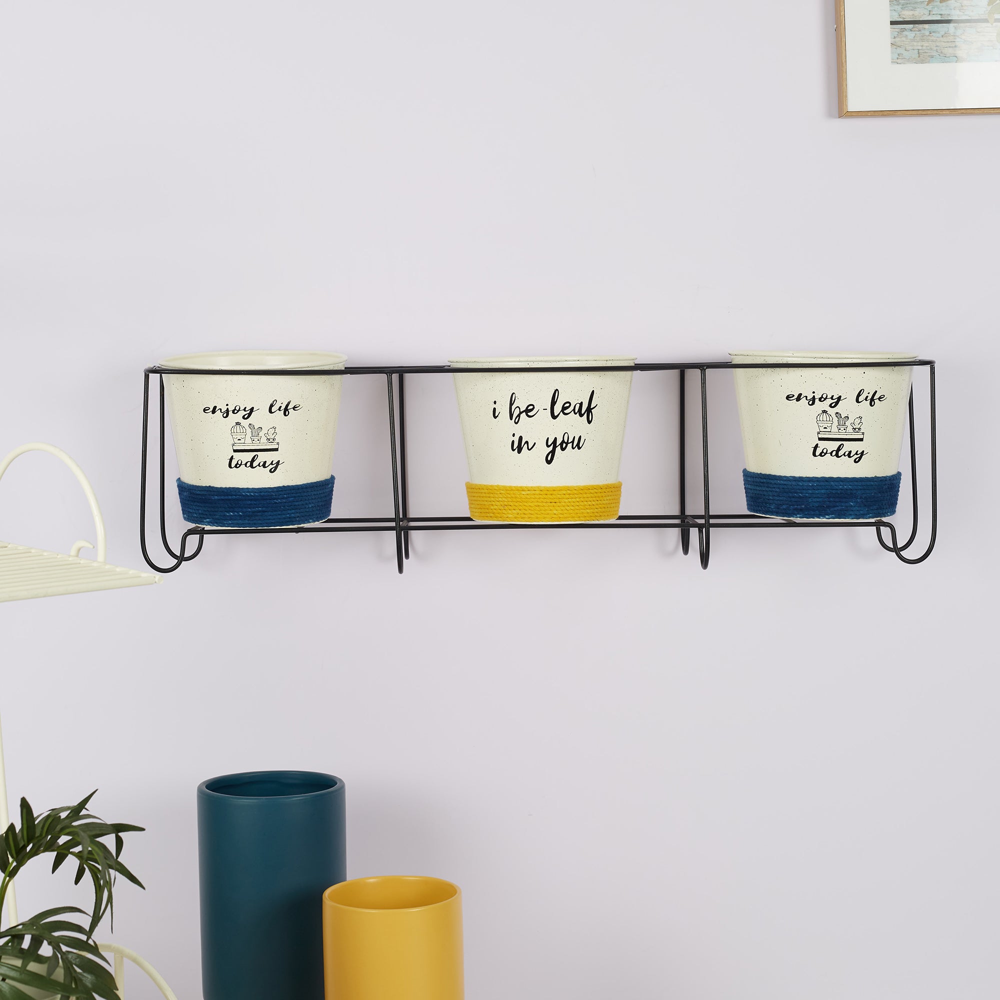 Pep Pop Metal Funky Quote Wall Planter 67X18Cm in Multi Colour