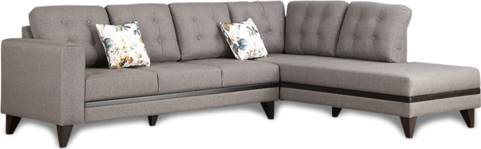 Garcia Fabric 3 Seater Sofa With Left Hand Side Lounger in Grey Colour
