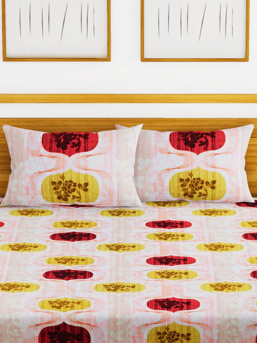 Essenza Cotton King Bed Sheet 220X254 CM in Pink Colour