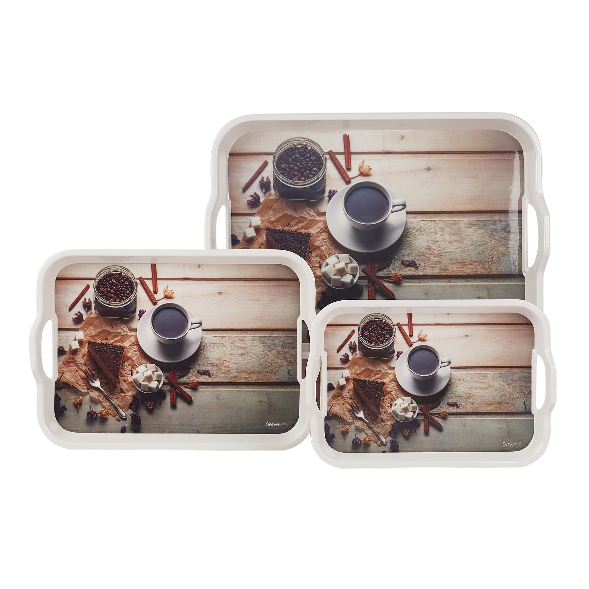 Handy Melamine Tray Set of 3 in Multi Colour