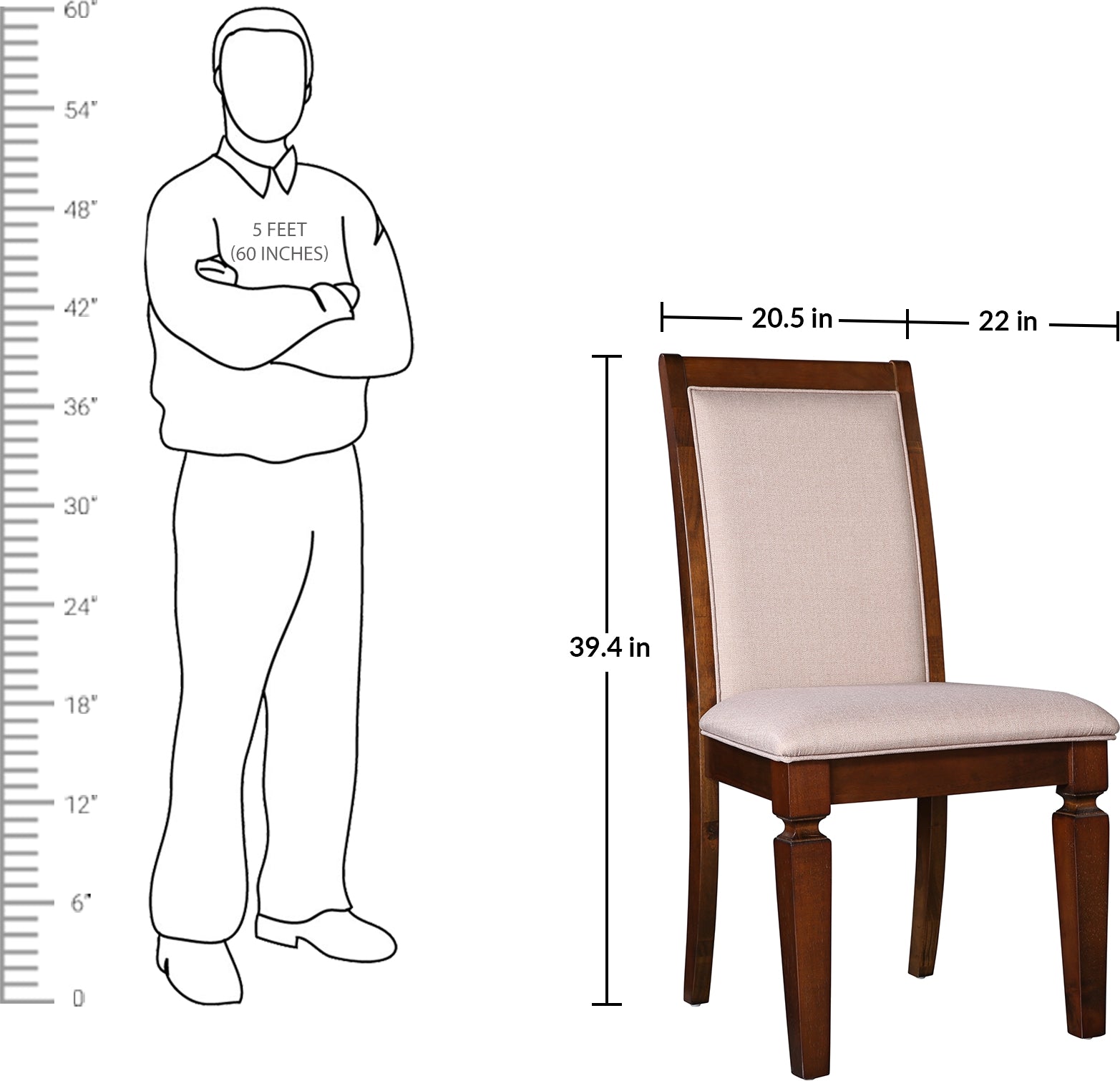 Bliss Solidwood Dining Chair Set of 2 in Beige Colour