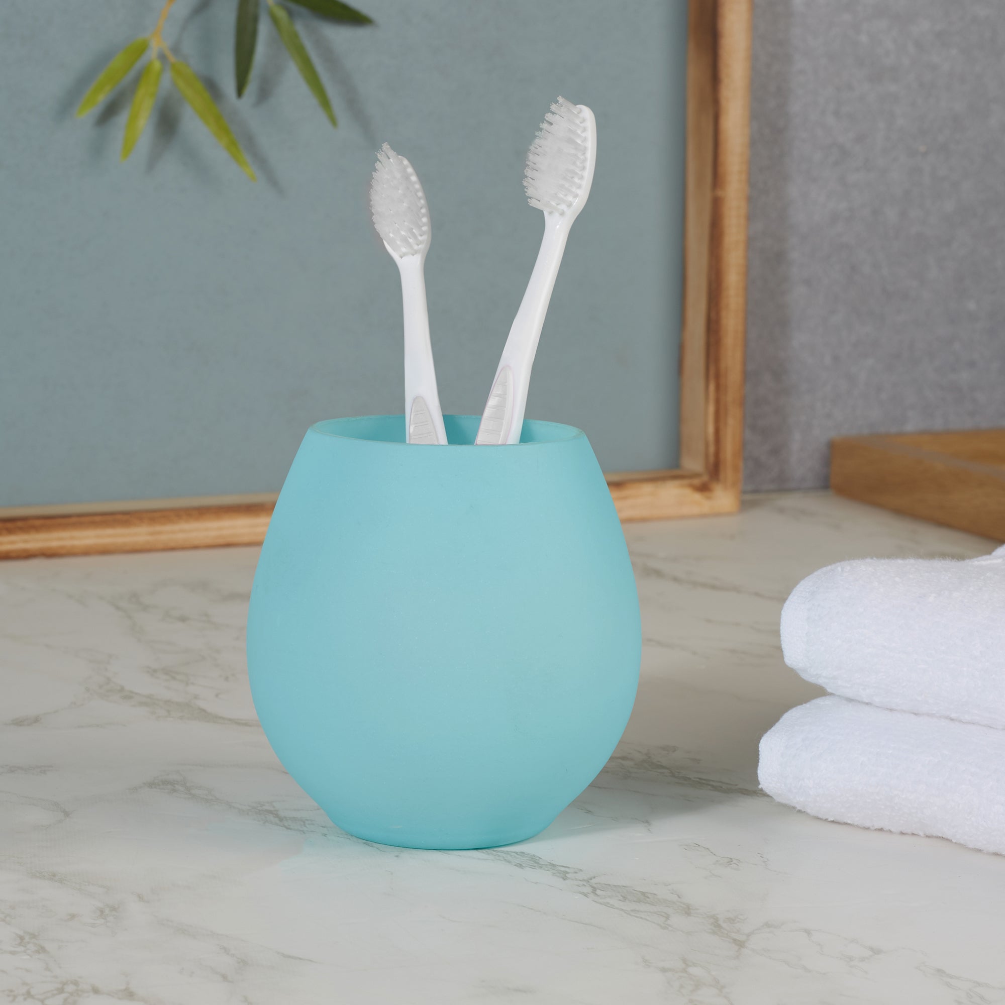 Emilia Glass Frosted Colored Jar With Lid in Turq Colour