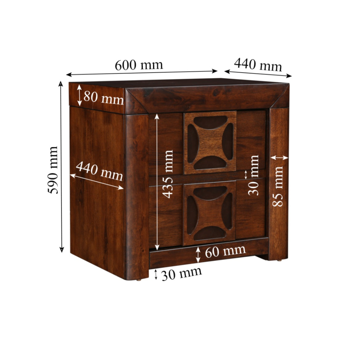 Casablanca Solidwood Night Stand in Walnut Colour
