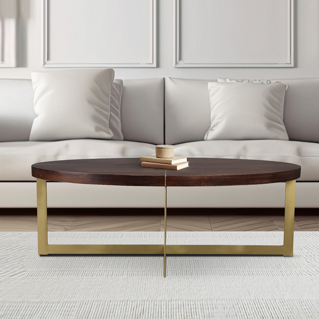 Augustin Solid Wood Center Table in Walnut Colour