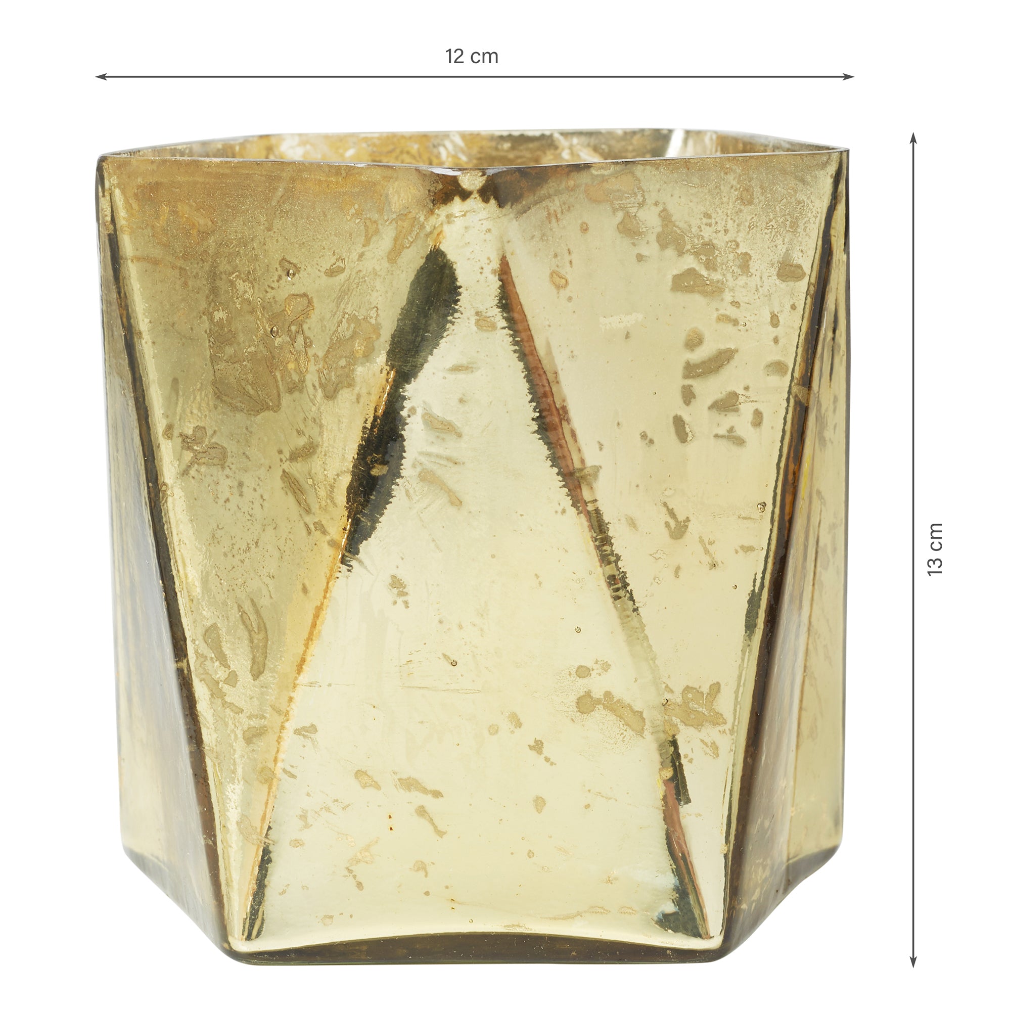 Phiona Glass Hexa Handcrafted Votive Mercury 13 Cm in Gold Colour