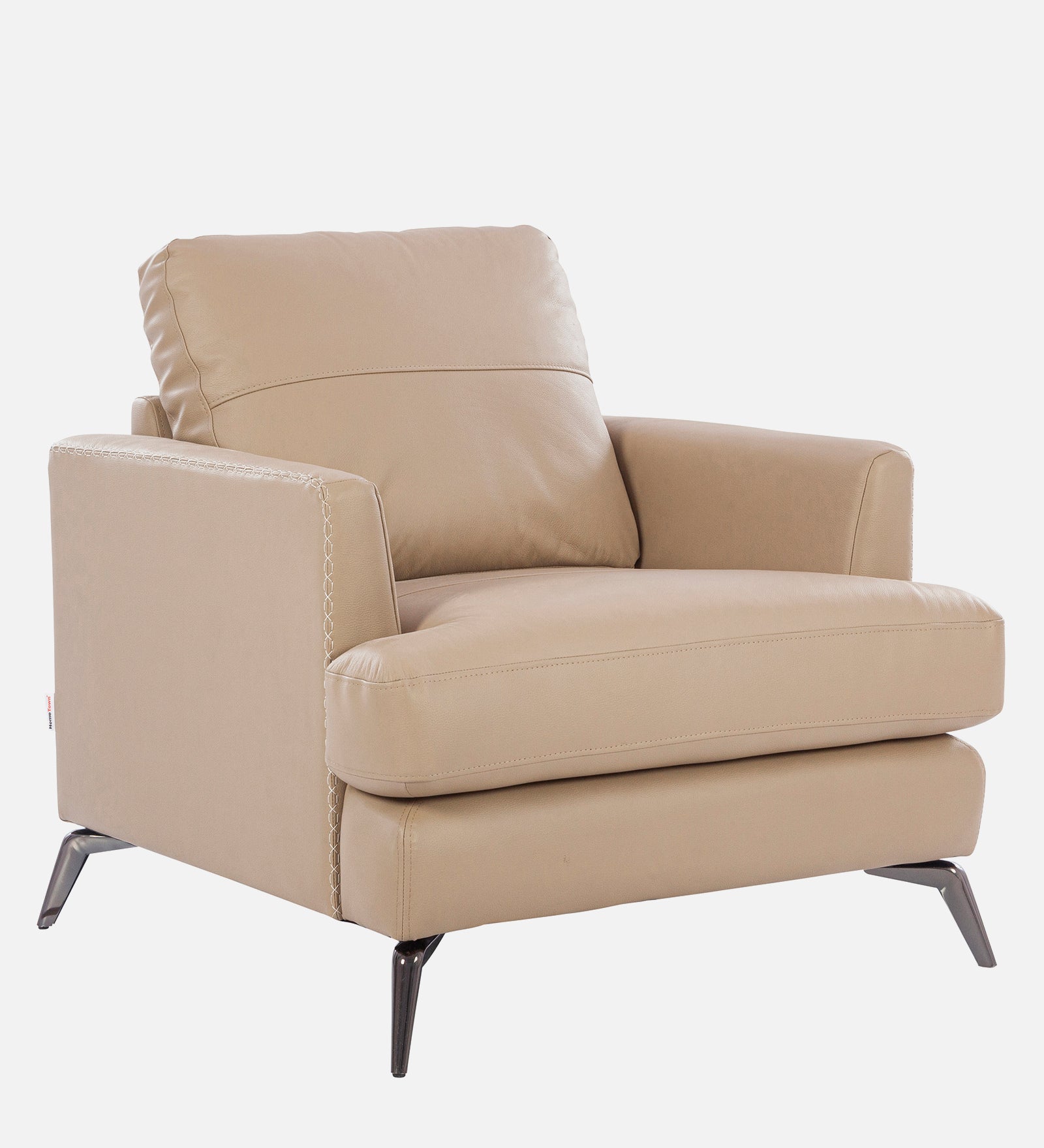 Soren Half Leather Single Seater Sofa in Mushroom Colour