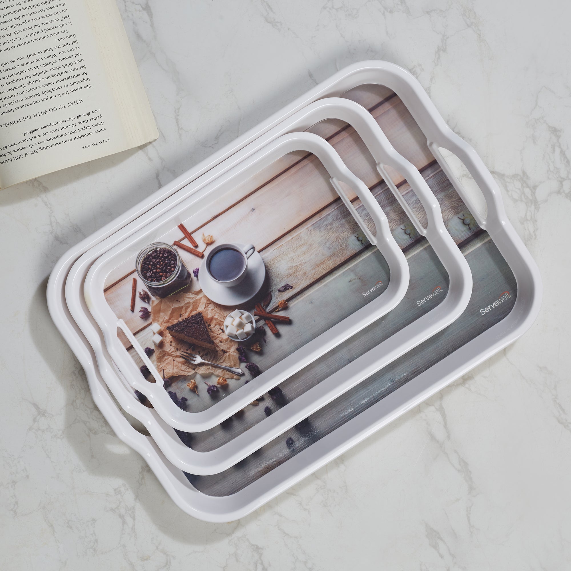Handy Melamine Tray Set of 3 in Multi Colour
