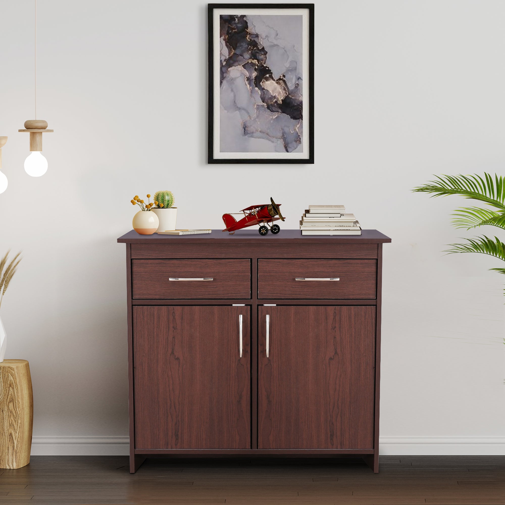 Albert Engineered Wood 2 Door Cabinet in Cherry Brown Colour