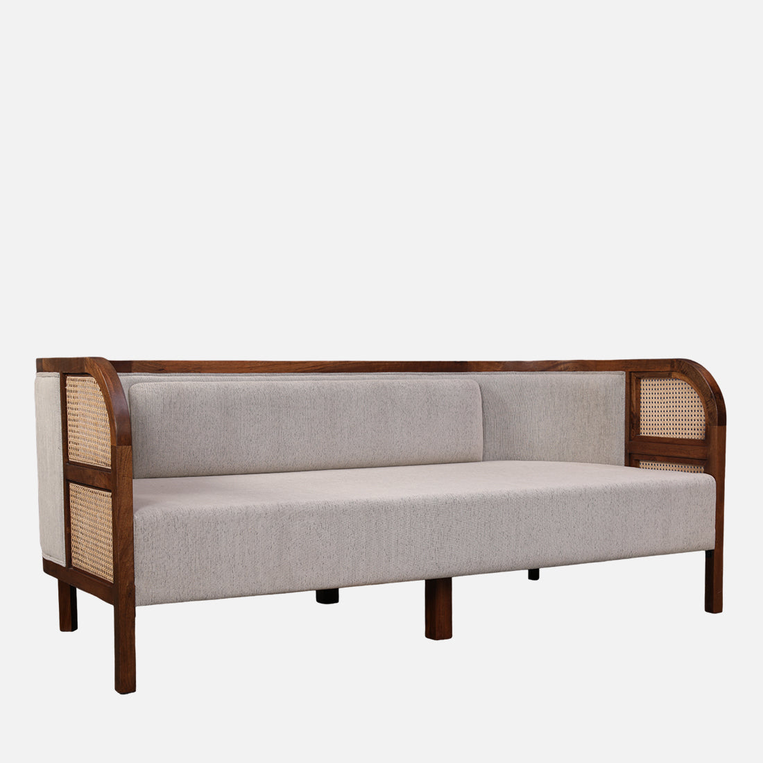 Siam Solidwood Three Seater Sofa in Beige Colour
