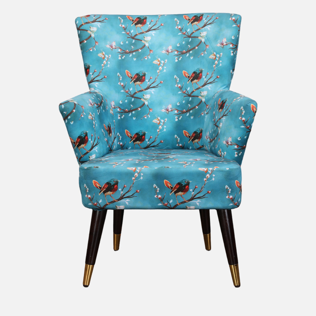 Peony Fabric Arm Chairs in Blue Colour