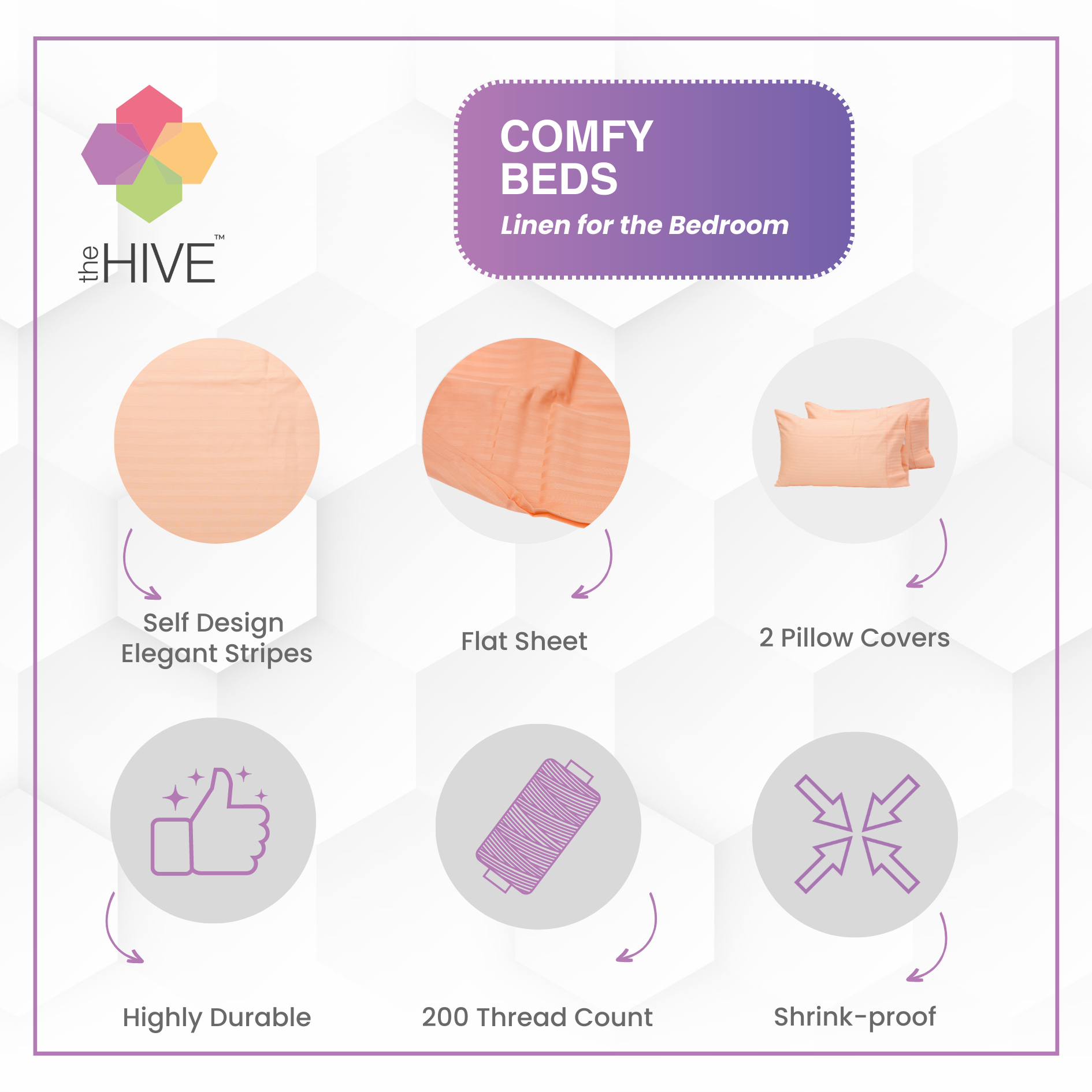 Comfy Beds King Flat Sheet Coral,255x255cm