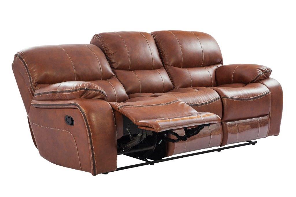 Tigris Leatherette Three Seater Recliner in Brown Colour