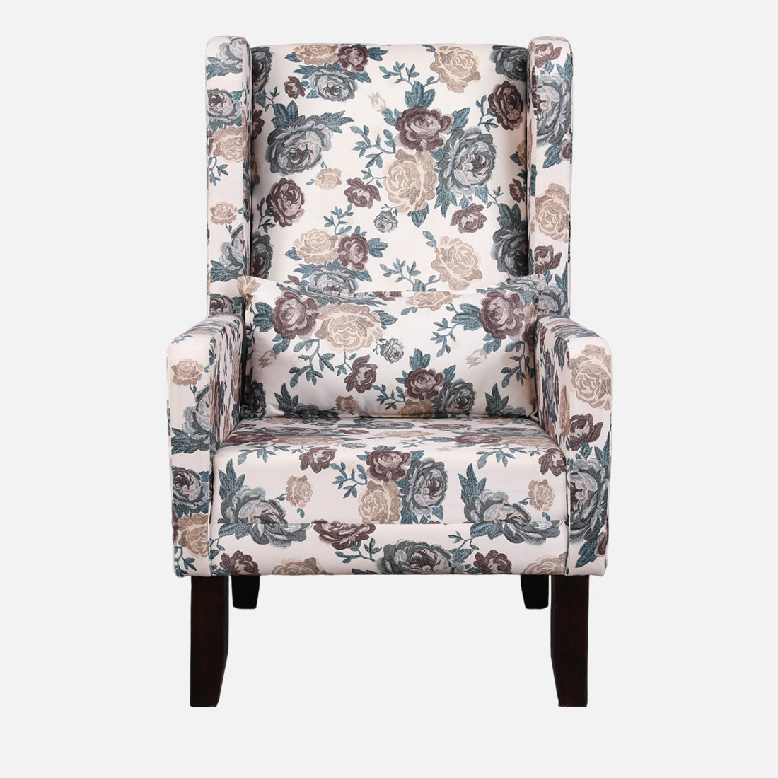 Daisy Fabric Wing Chair in White Colour