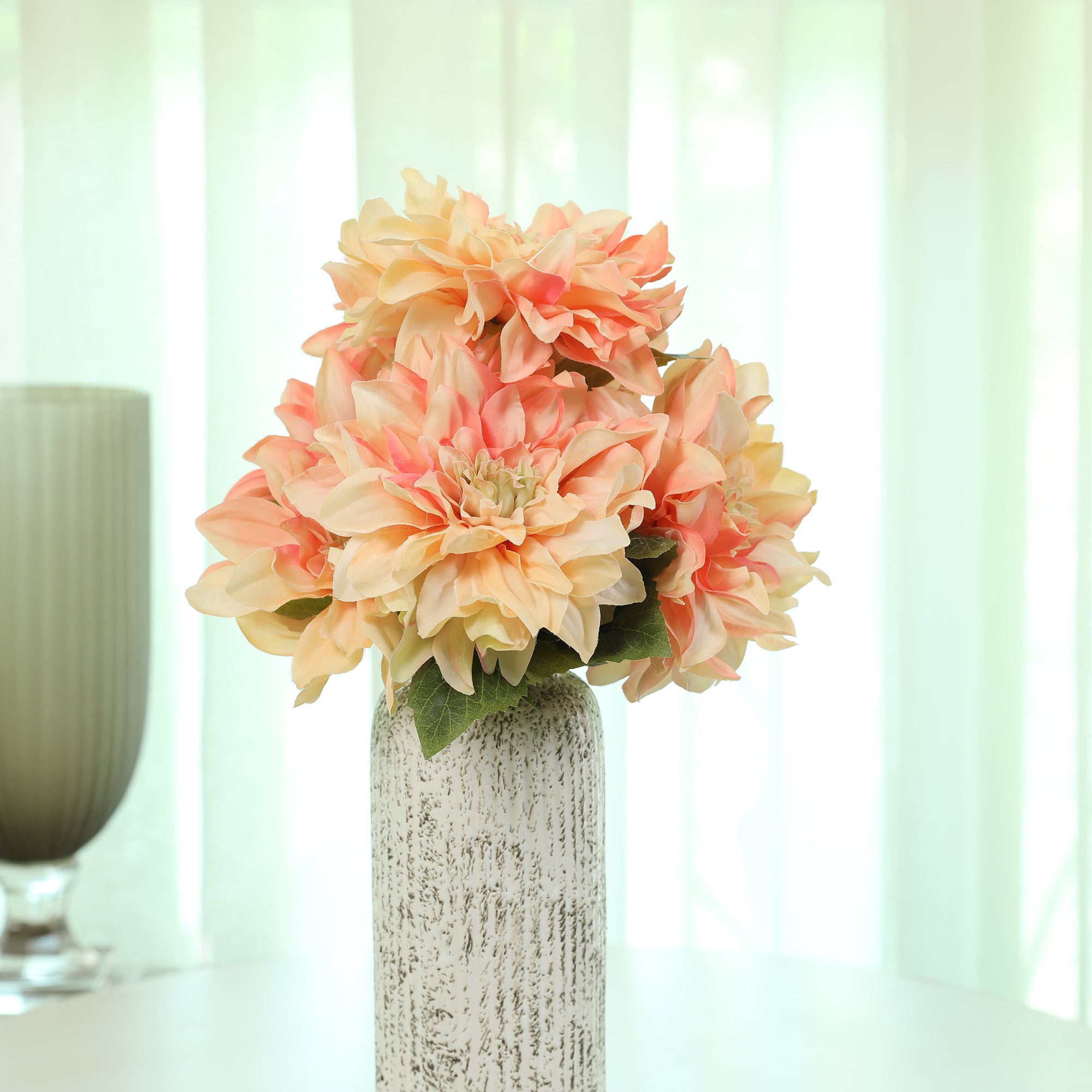 Blume Artificial Flower Dahlia Bunch 48cm in Peach Colour By Living Essence