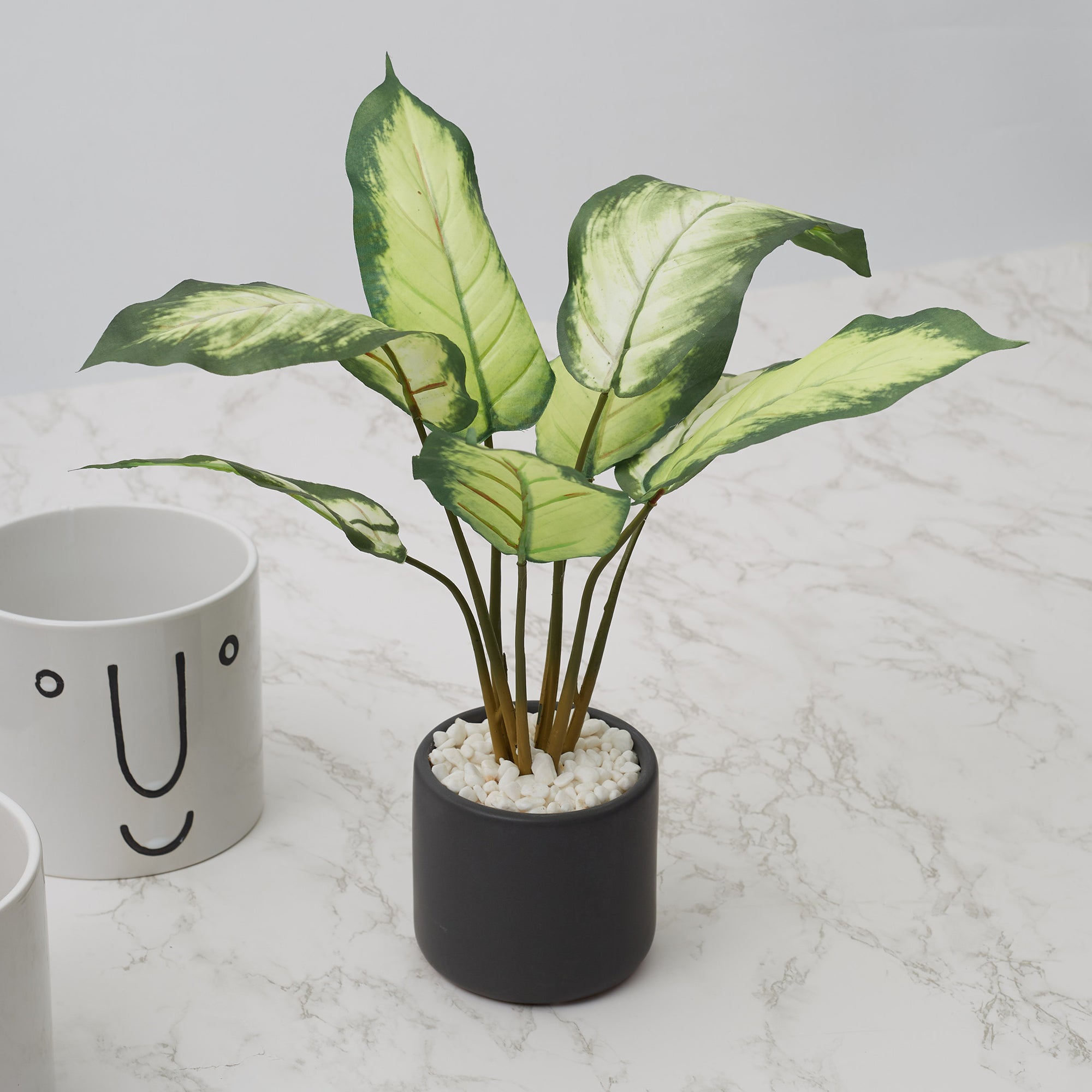 Ilana Faux Dieffenbachia Ceramic Potted Plant 42 Cm in Green Colour