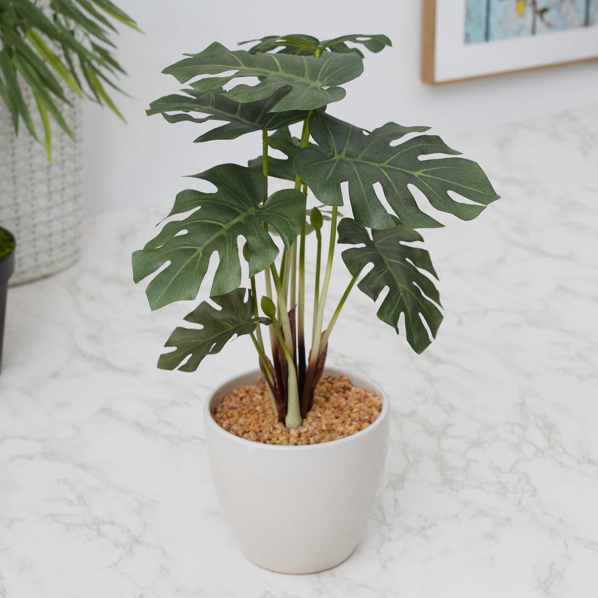 Ilana Faux Philodendron Ceramic Potted Plant 42 Cm in Green Colour