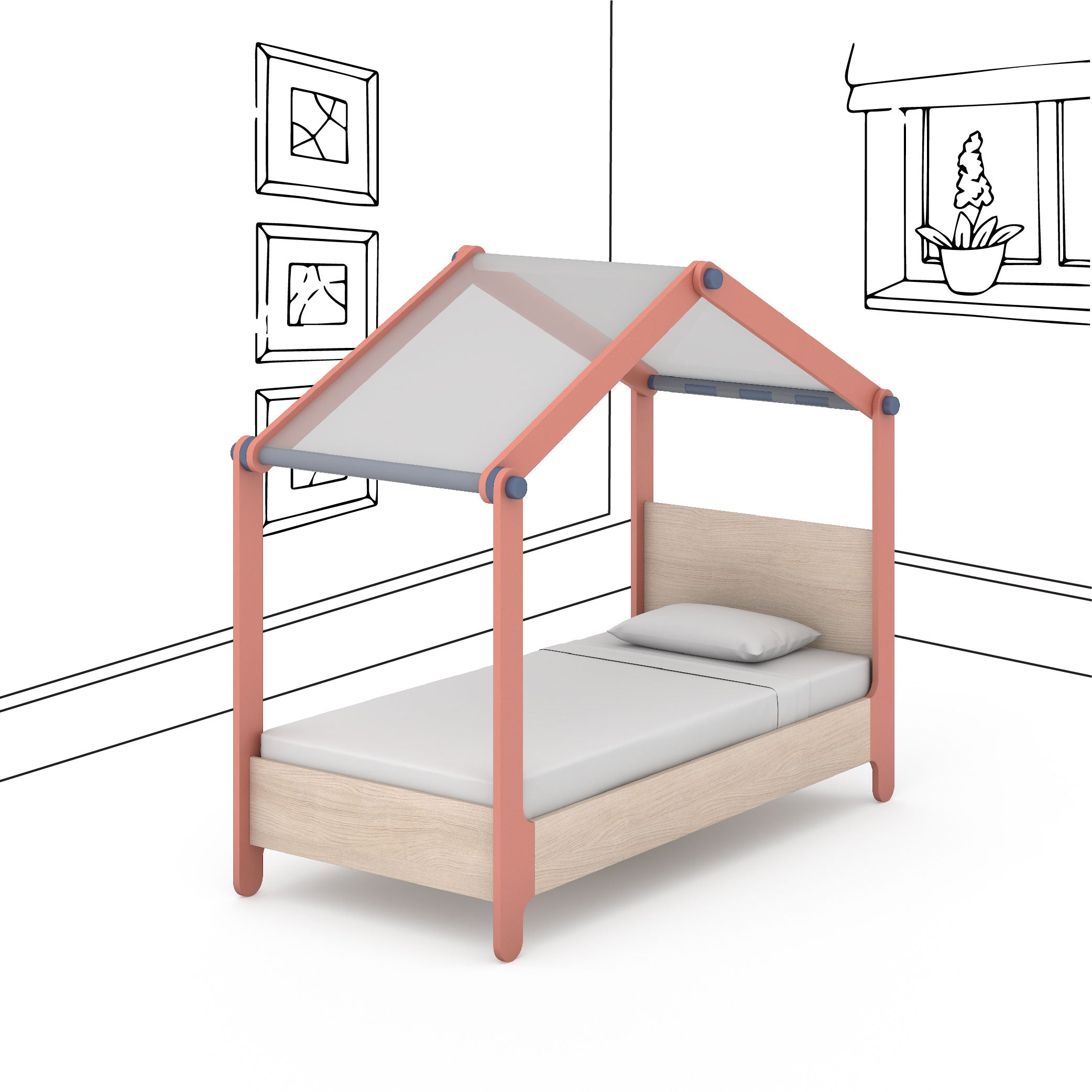 Dreamliner Tent Bed in Coral Paradise Colour