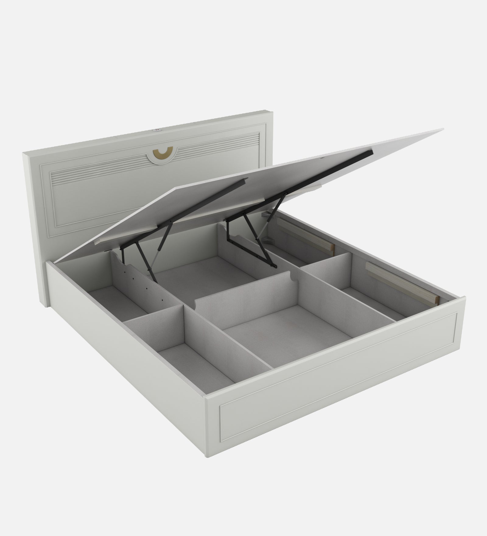 Akira King Bed With Full Hydraulic Storage Pumic Grey